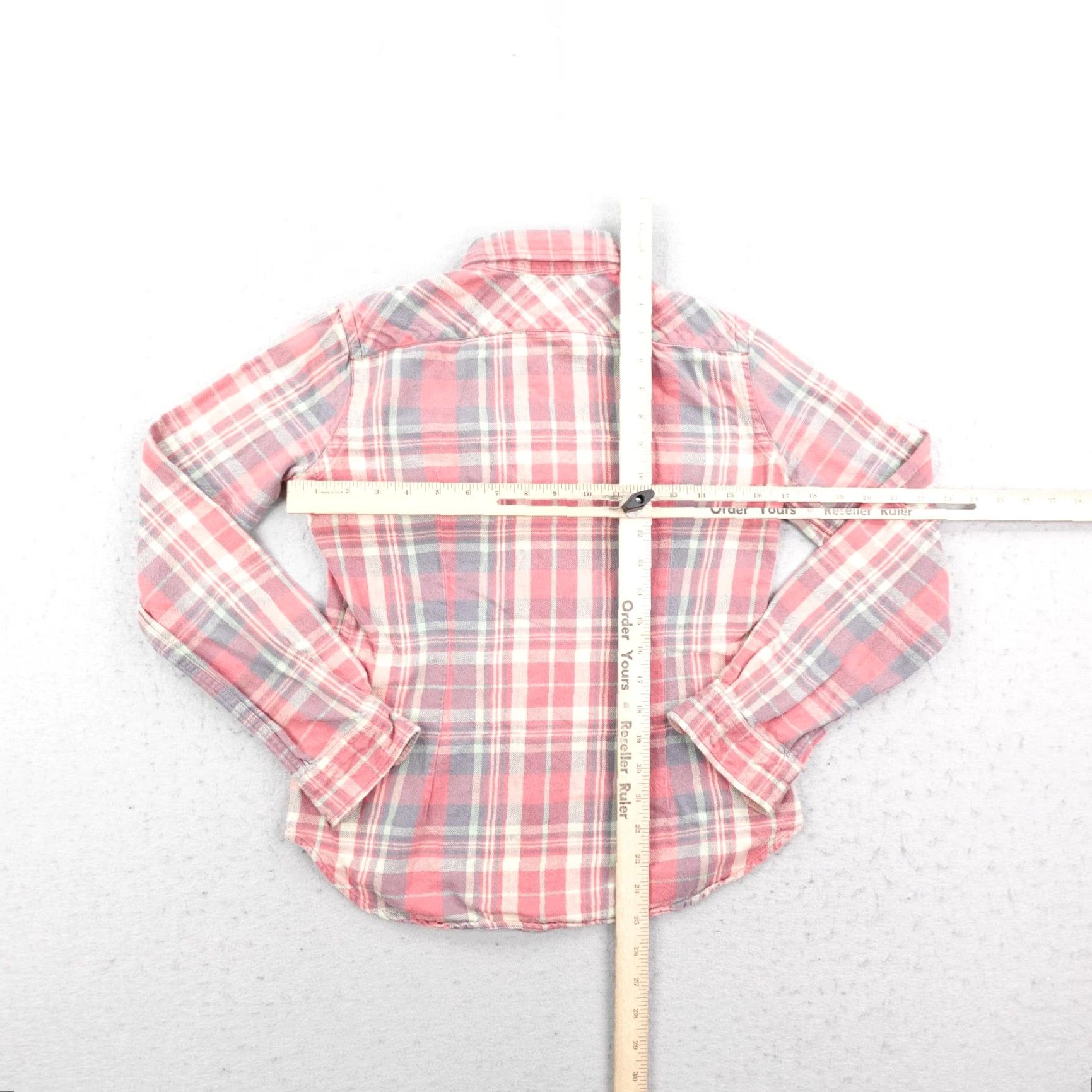Ralph Lauren Ralph Lauren Shirt Womens 4 Pink Plaid Flannel Super Slim Fit Button Front Top Size S / US 4 / IT 40 - 4 Thumbnail
