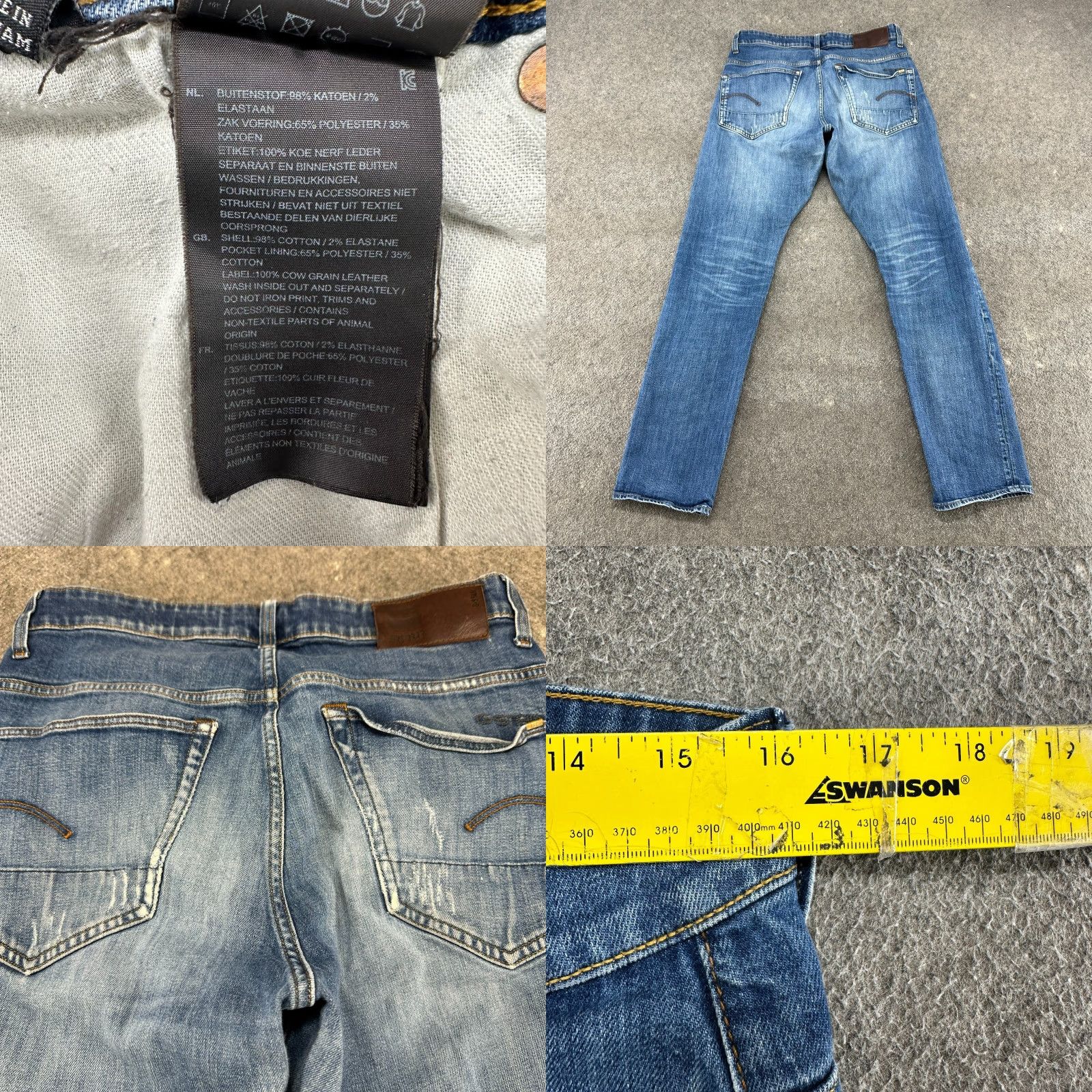 G-Star G-Star 3301 Jeans Mens 32x32 Blue Button Fly 3D Tapered Regular Stretch Medium Wash Denim pants Size US 32 / EU 48 - 9 Thumbnail