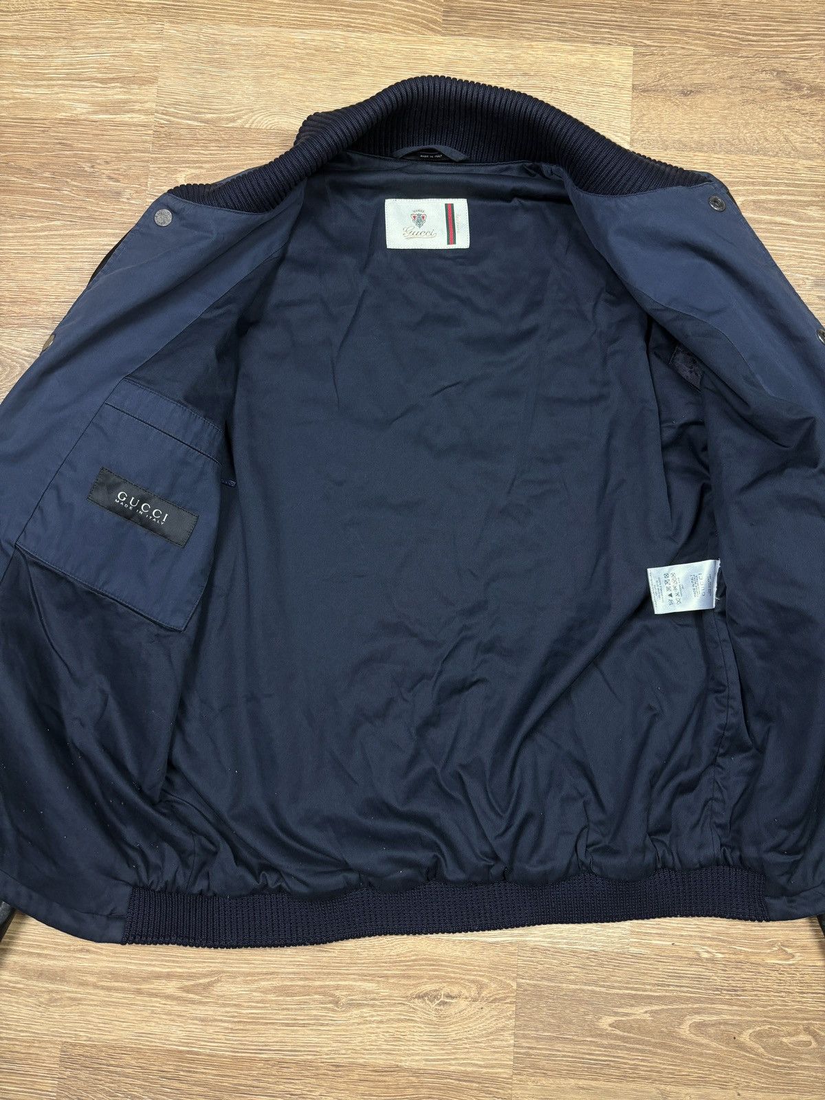 Gucci SS2010 Gucci Navy Cotton & Leather Sleeve Varsity Jacket Size US L / EU 52-54 / 3 - 11 Thumbnail