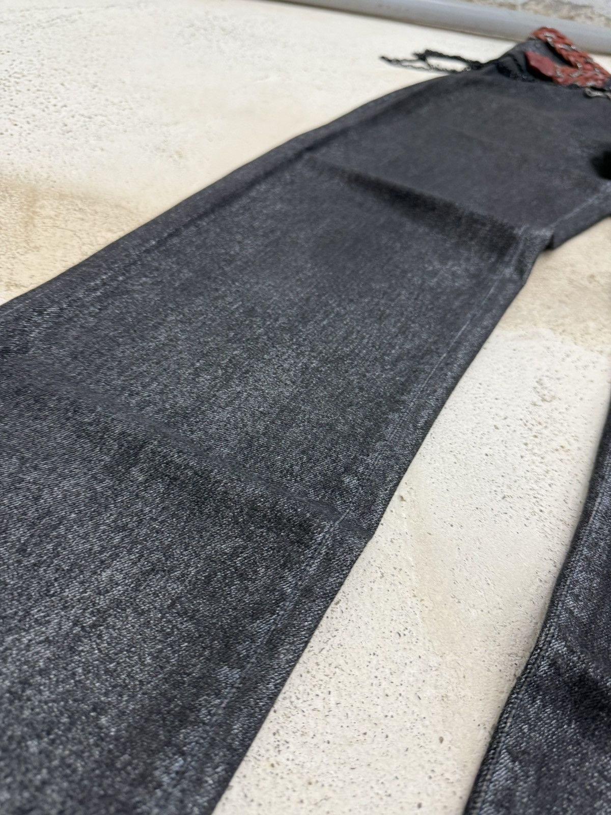 If Six Was Nine Buona Giornata Black Coated Shine Loose Straight Jeans Size US 30 / EU 46 - 9 Thumbnail