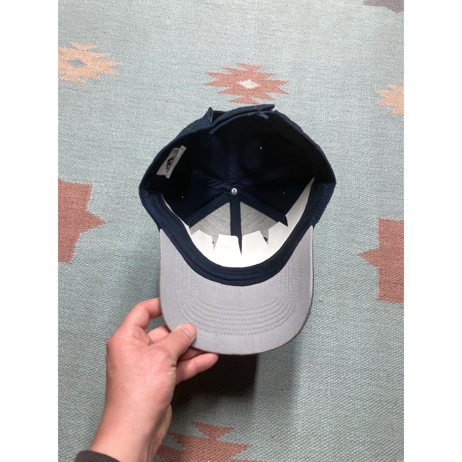 Adidas VINTAGE adidas Strapback hat cap 3 stripe logo spell out navy blue athletic Baseball Cap Men Adjustable Blue Navy Boys Womens Mens Size ONE SIZE - 5 Thumbnail