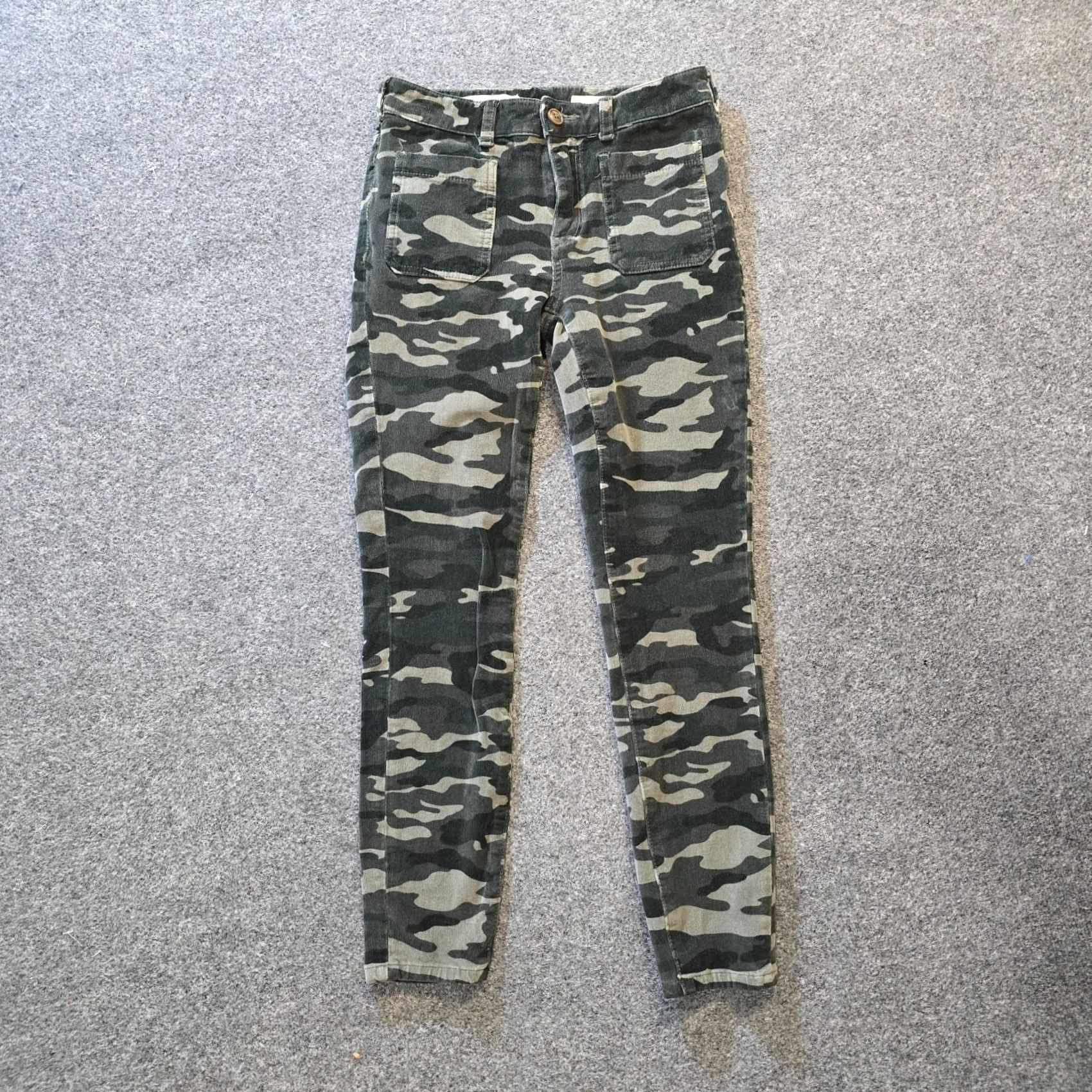 Vintage Pilcro Pants Womens 26 Green Camo Corduroy High Rise Skinny Casual Anthro Pants Size 26" / US 2 / IT 38 - 2 Thumbnail