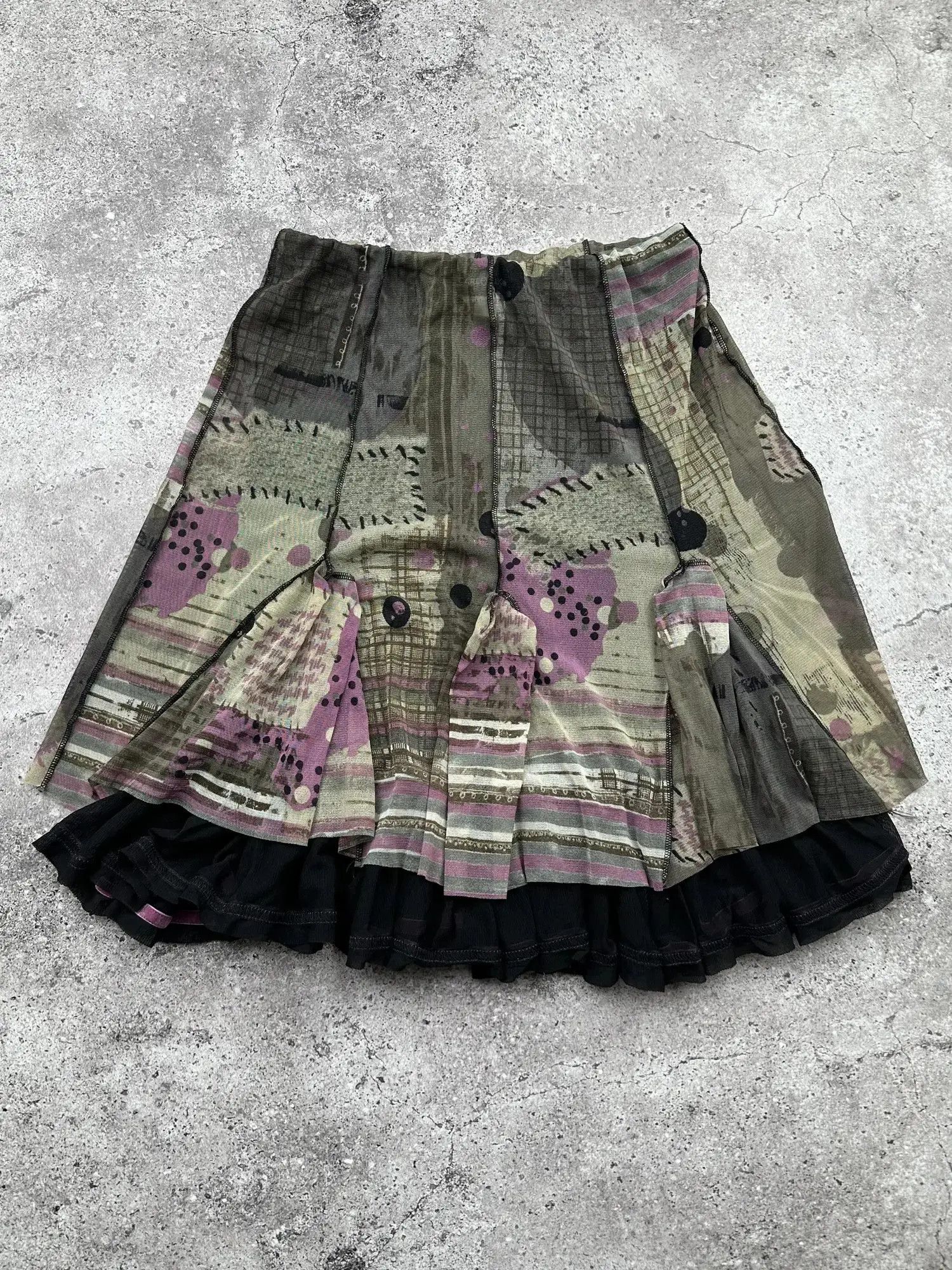 Japanese Brand Vintage Printed Flare Skirt C44(V135)(E8) Size 25" / US 0 / IT 36 - 1 Thumbnail