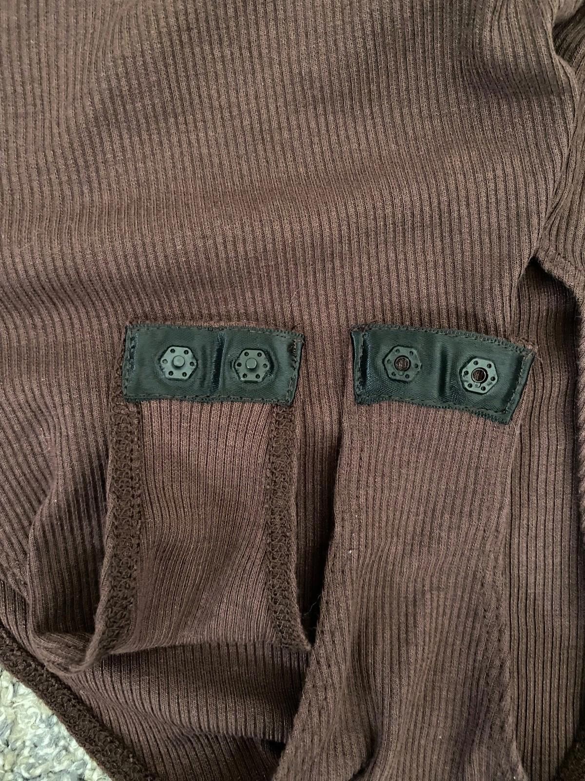 New Look NEW LOOK Collard Button Ruched Bodysuit in Dark Brown (US 2) Size XS / US 0-2 / IT 36-38 - 9 Thumbnail