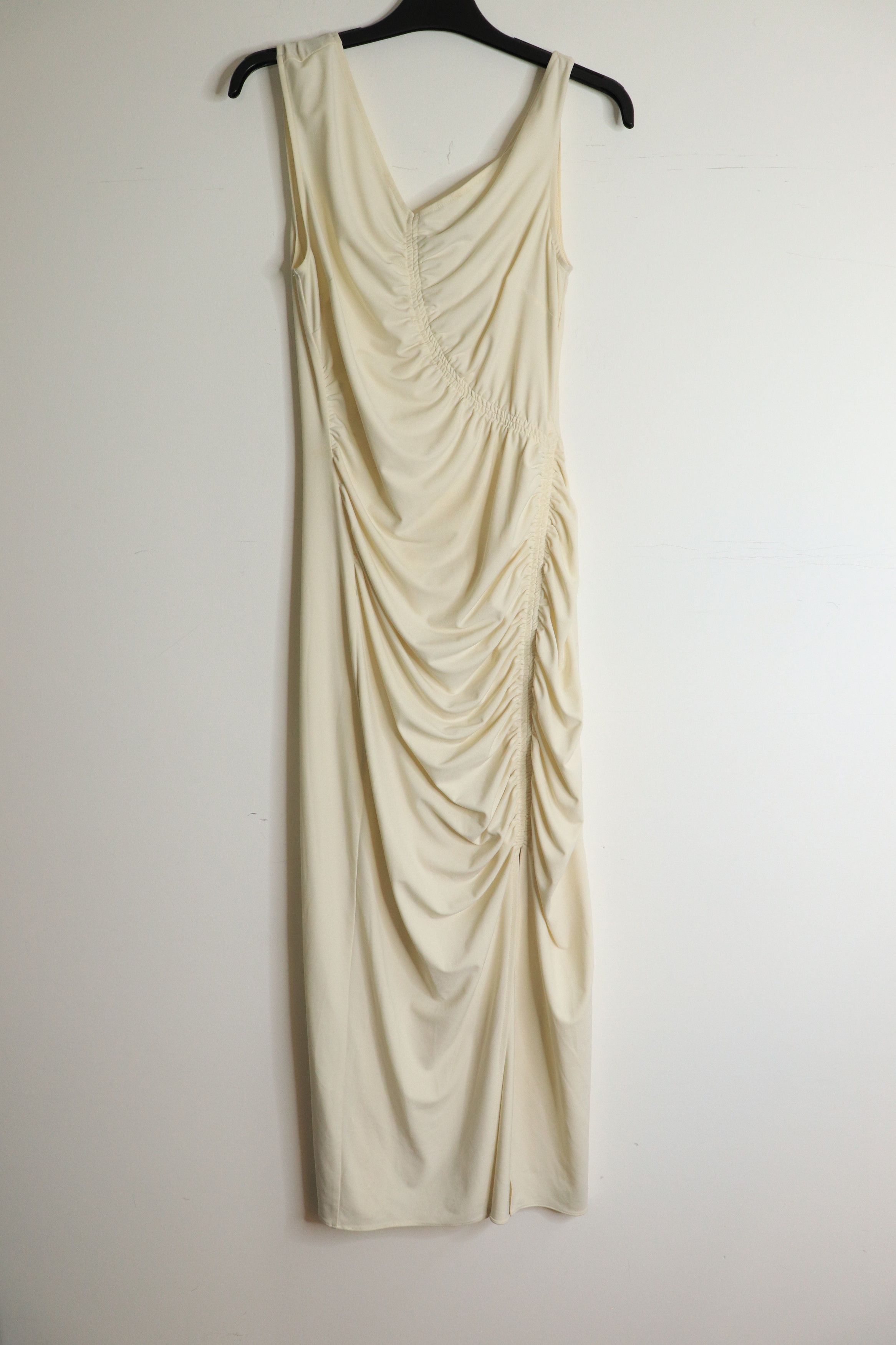 Cream Sleeveless Ruched Mini Dress - Uk 8 in Beige, Women's