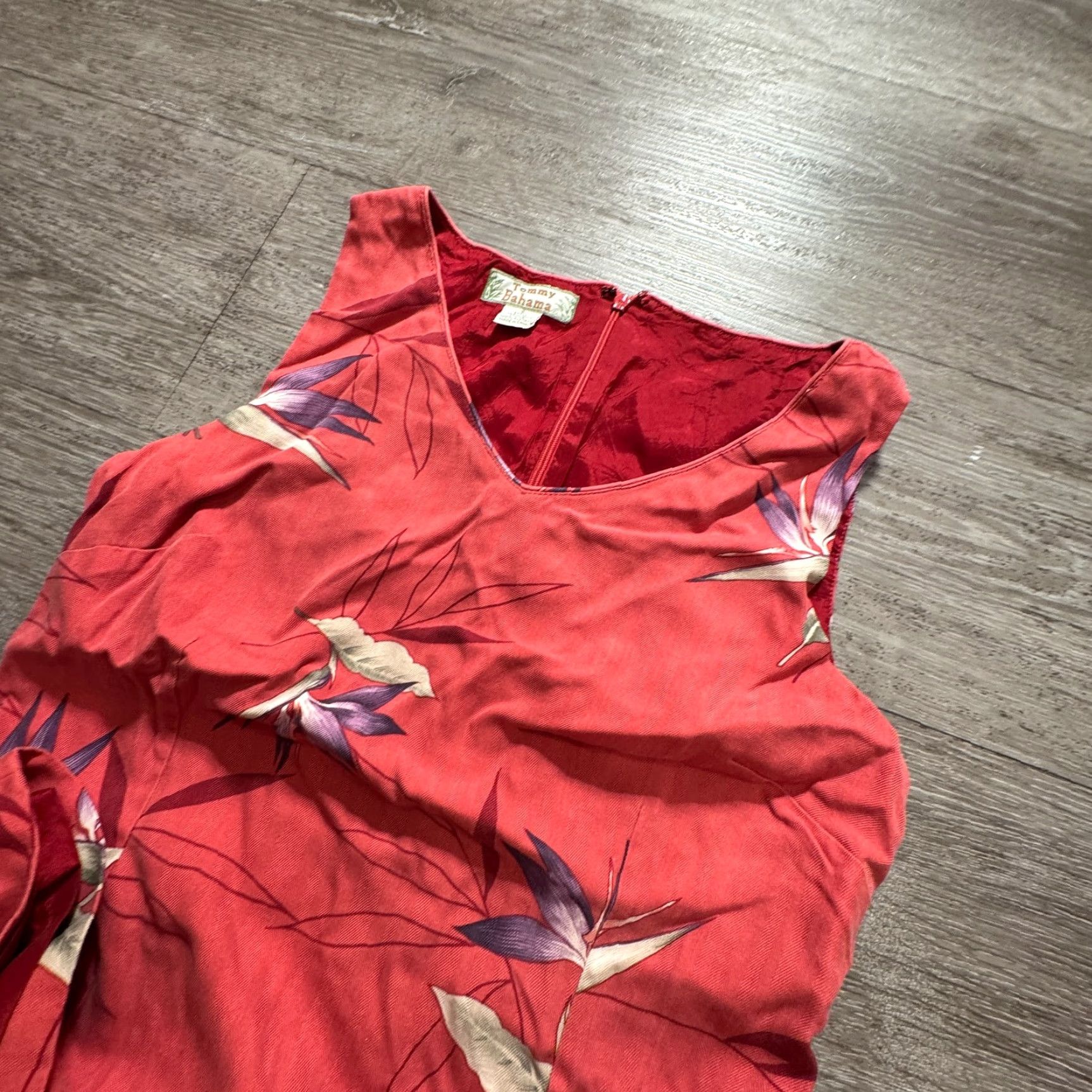 Tommy Bahama VINTAGE Tommy Bahama Dress Womens 6 Sleeveless Floral Pink Silk Maxi 90s Floral Sun Dress Women's Long Sundress Maxi Size M / US 6-8 / IT 42-44 - 2 Thumbnail