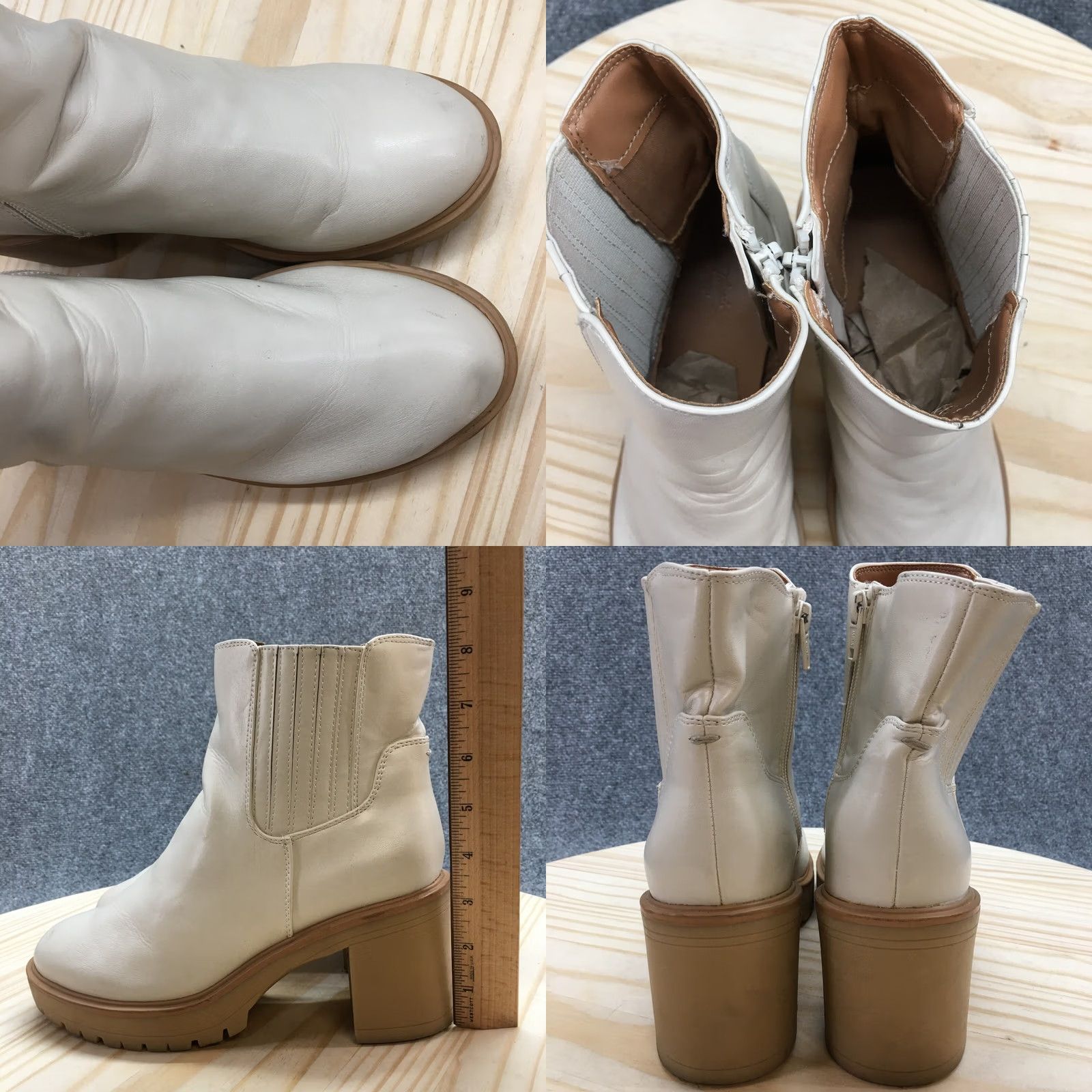 Vintage Universal Thread Boots Womens 8.5 Katrina Platform Bootie Ivory Casual Ankle Top Women Platform Boots, 8.5, Ivory, Casual, Faux Leather, Block Heel Size M / US 6-8 / IT 42-44 - 9 Thumbnail