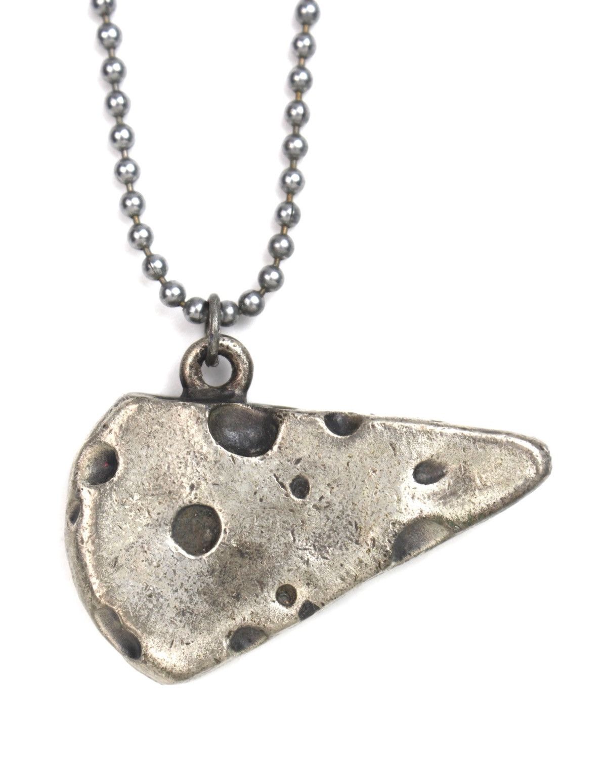 Vintage 2000S JAPANESE MADE CHEESE WEDGE DISTRESSED SILVER NECKLACE Size ONE SIZE - 1 Thumbnail
