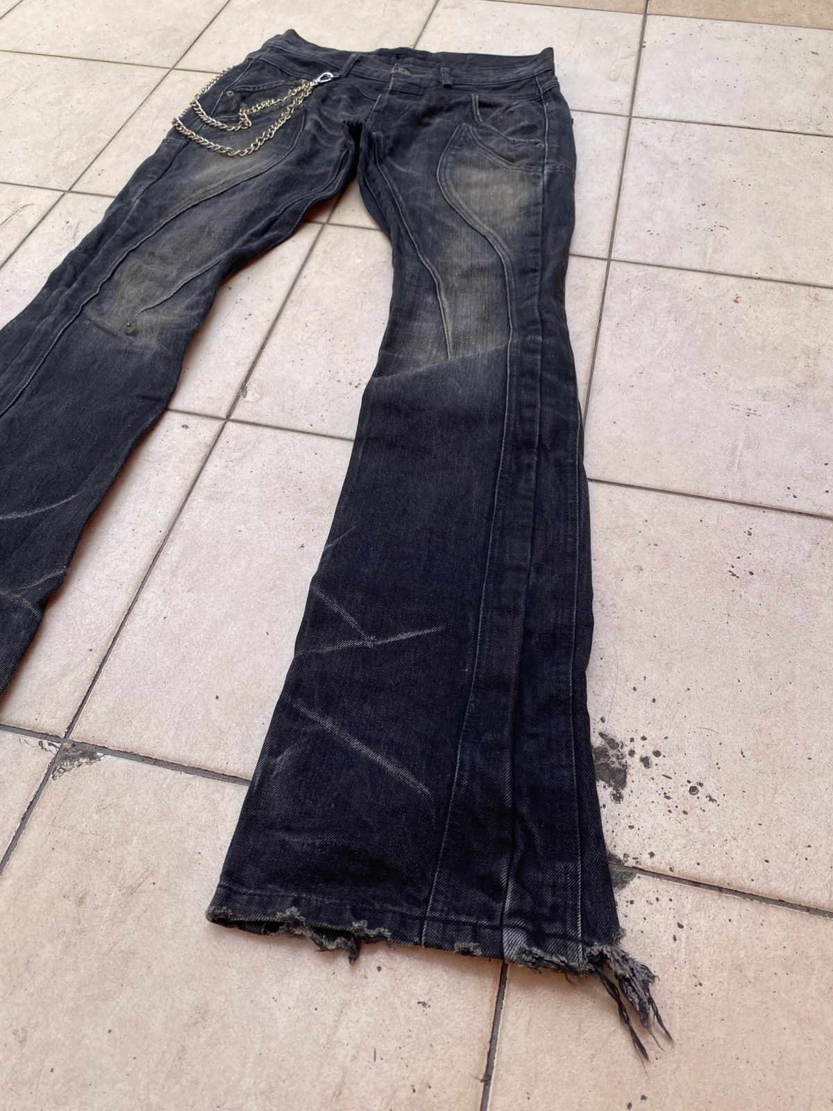 JACKROSE Jackrose Rare Design Distressed Pinned Flare Denim Size US 30 / EU 46 - 3 Thumbnail