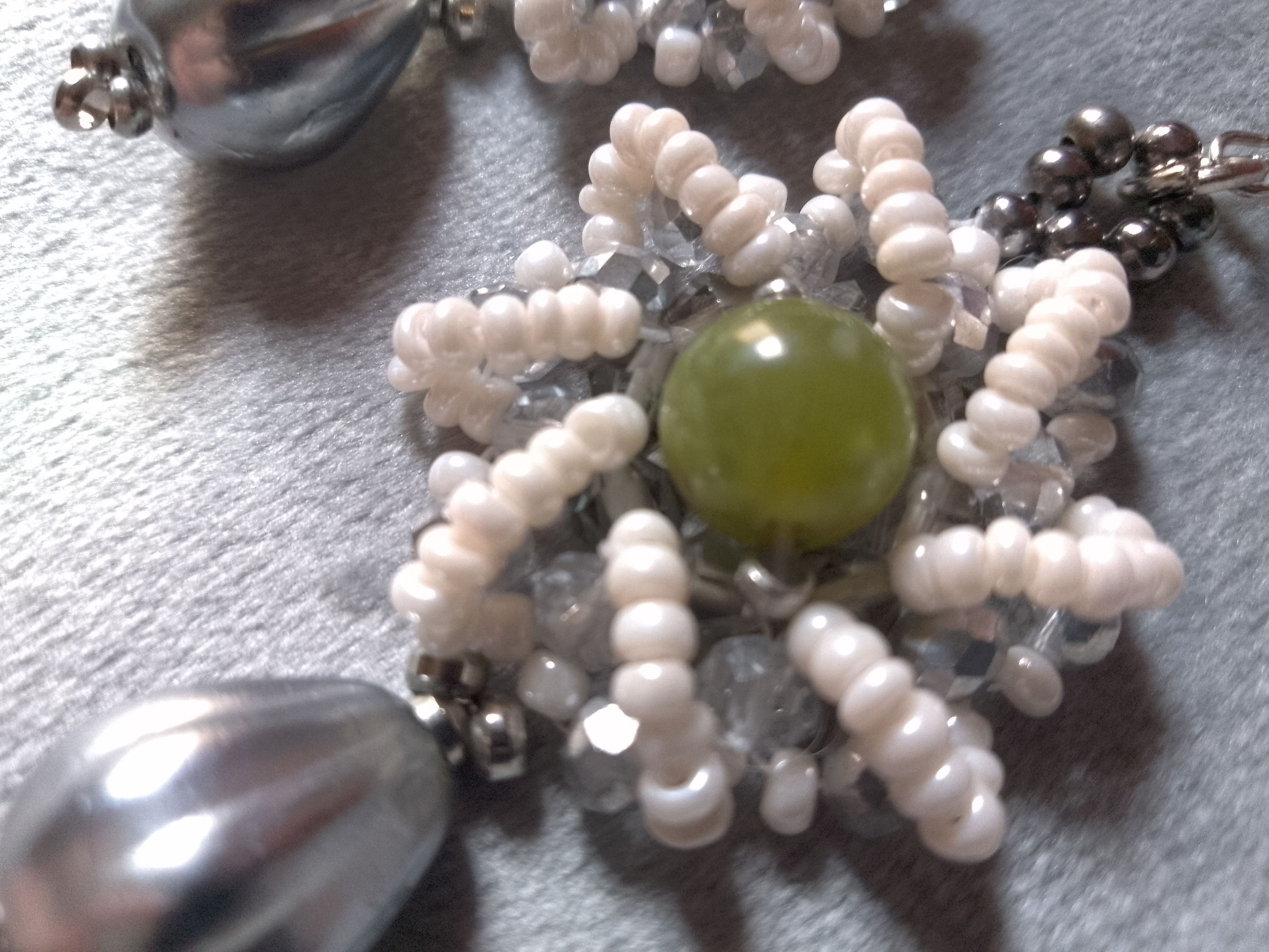 Handmade Earrings. Vintage Style Green Jade Gemstones Chakra Size ONE SIZE - 5 Thumbnail