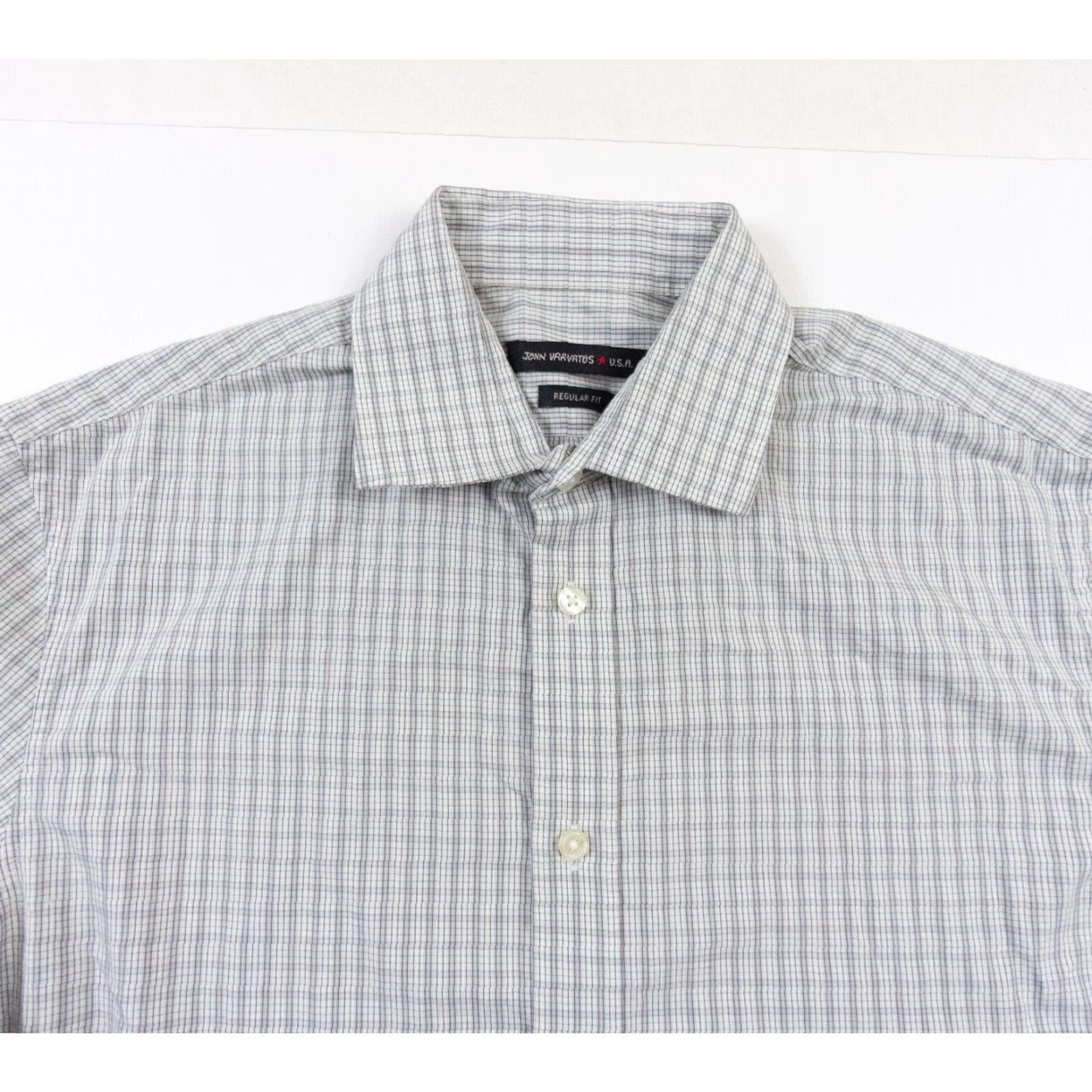 John Varvatos John Varvatos Button Up Shirt Mens 15 32/33 Gray Check Long Sleeve Regular Fit Preppy Size US M / EU 48-50 / 2 - 2 Thumbnail