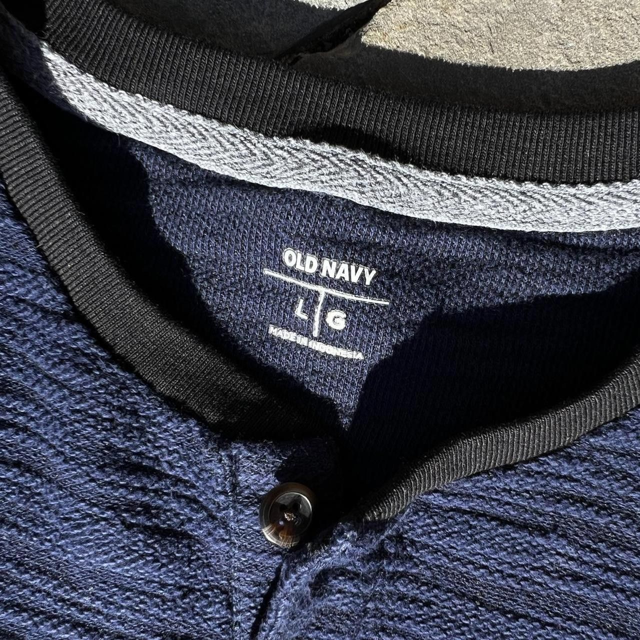 Old Navy Textured Fabric Dark Blue Henley Size US M / EU 48-50 / 2 - 3 Thumbnail