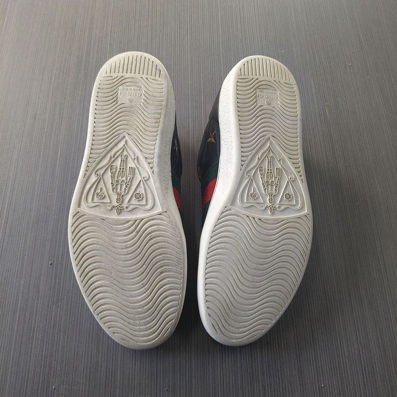 Gucci Gucci Ace Black Low-Top Sneakers with Embroidery Size US 8 / EU 41 - 1 Thumbnail