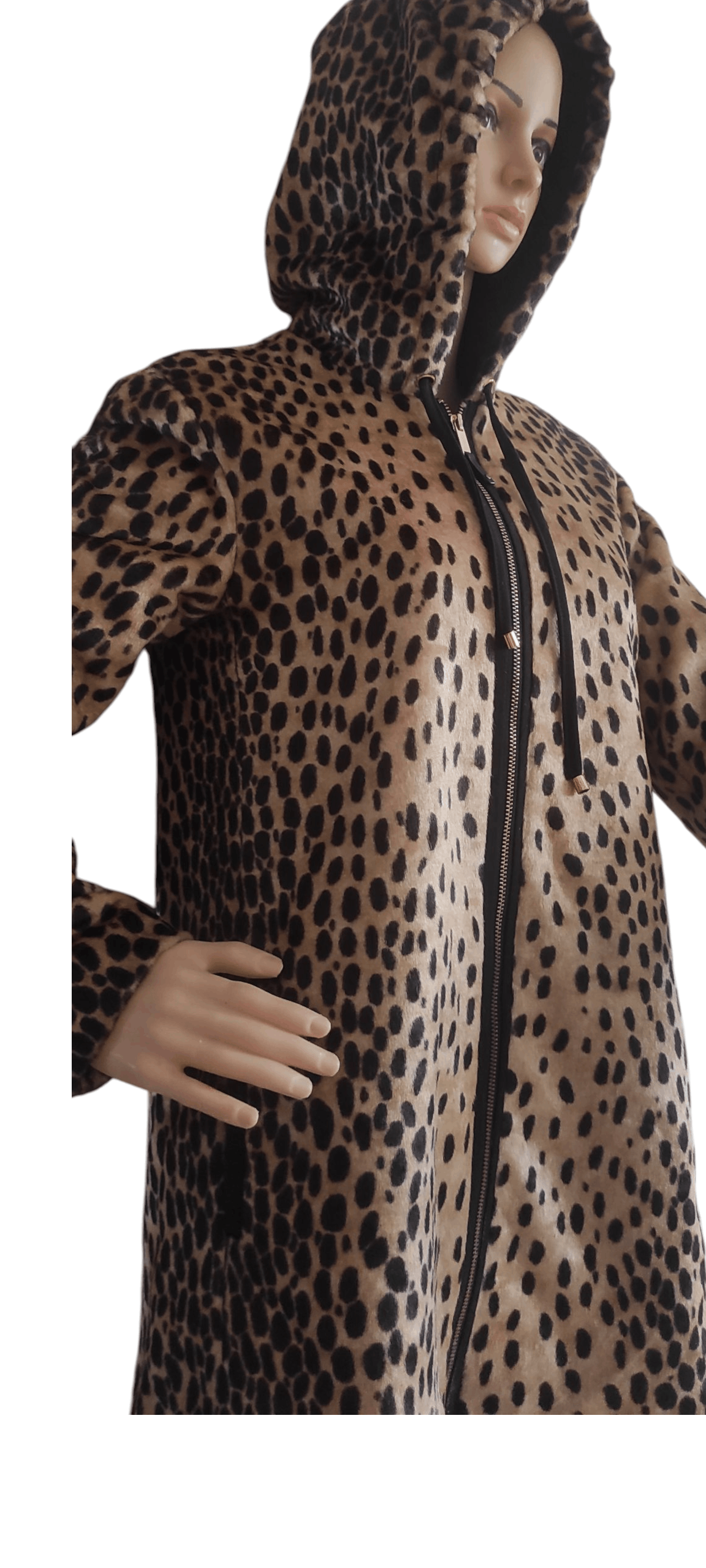 Zara Zara Trafaluc Leopard Print Faux Fur Zip-Up Hooded Coat Size L / US 10 / IT 46 - 11 Thumbnail