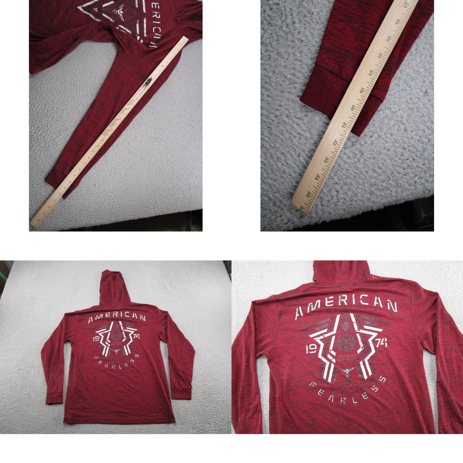 Vintage American Fighter Hoodie Crew Neck Long Sleeve Size 2XL Men Red Lightweight All Seasons Sports Size US XXL / EU 58 / 5 - 8 Thumbnail