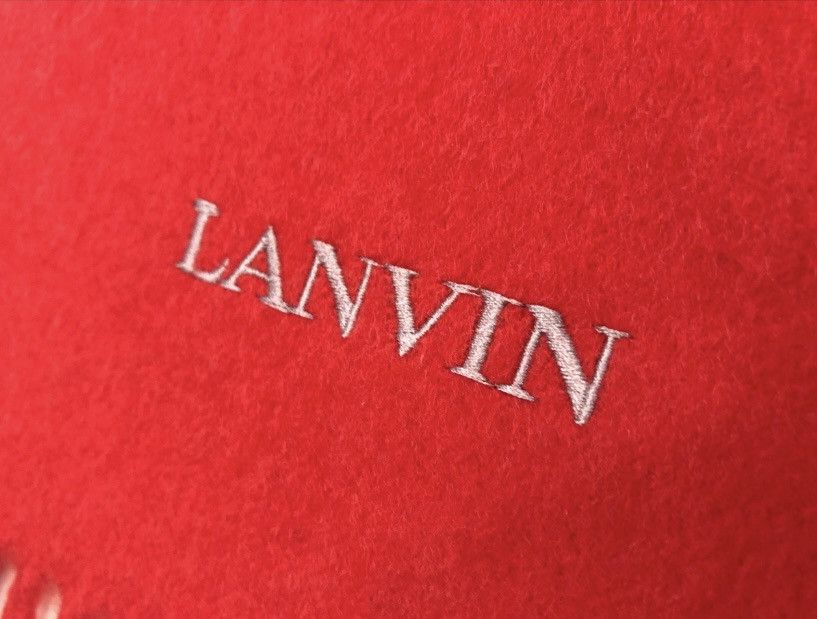 Lanvin Lanvin 🇮🇹 red cashmere fringe ends embroidered scarf NEW Size ONE SIZE - 2 Thumbnail