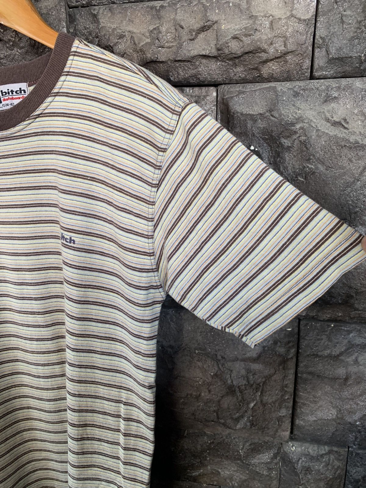 Vintage Vintage 90s Bitch Skateboards Striped T shirt Size US S / EU 44-46 / 1 - 4 Thumbnail