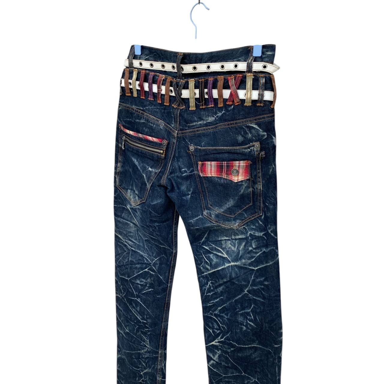 Japanese Brand Archival Nylaus Japan Double-Waist Belted Denim Y2K Harajuku Size US 29 - 10 Thumbnail