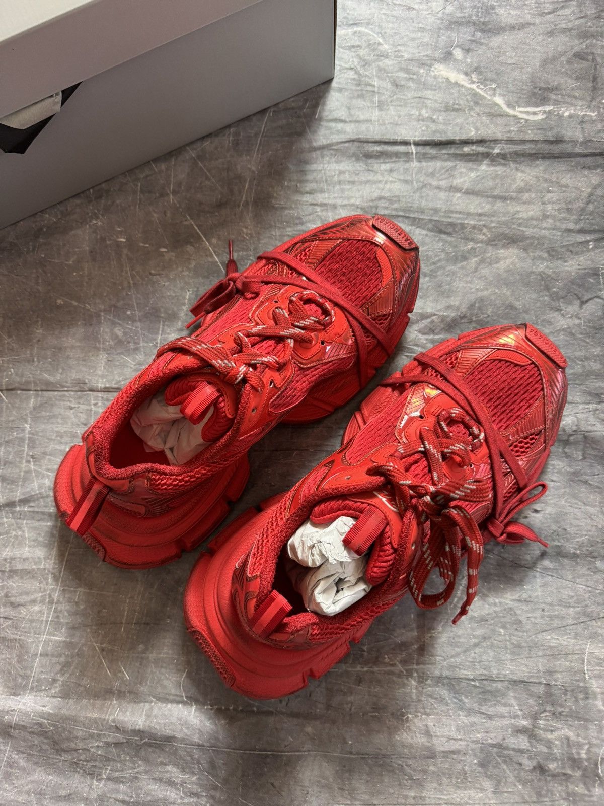 Balenciaga Balenciaga 3XL Distressed Sneakers in Red Size US 13 / EU 46 - 2 Thumbnail