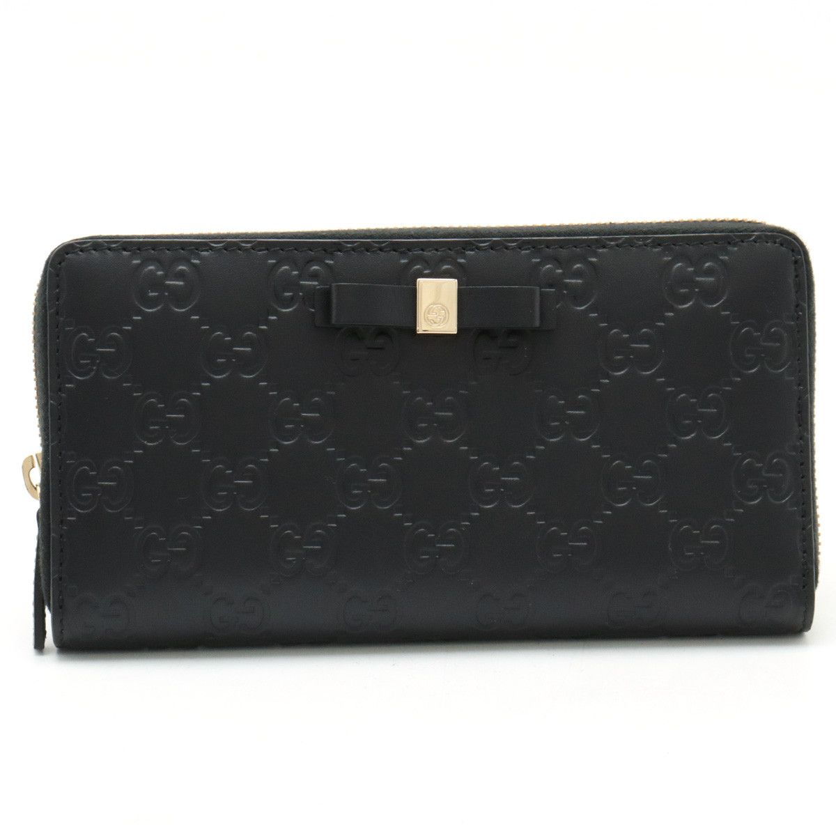 Gucci Gucci GUCCI Gucci Shima Leather Ribbon Motif Round Zipper Long Wallet 388680 Leather Long Wallet 388680 in Pristine Condition Size ONE SIZE - 1 Thumbnail