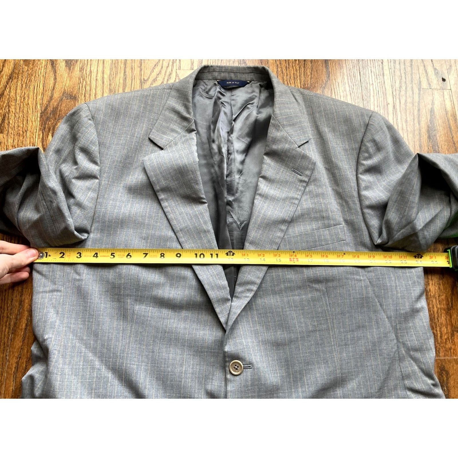 Brooks Brothers Brooks Brothers Blazer Mens Size 46R 100% Wool Gray Striped Jacket Size 46R - 7 Thumbnail