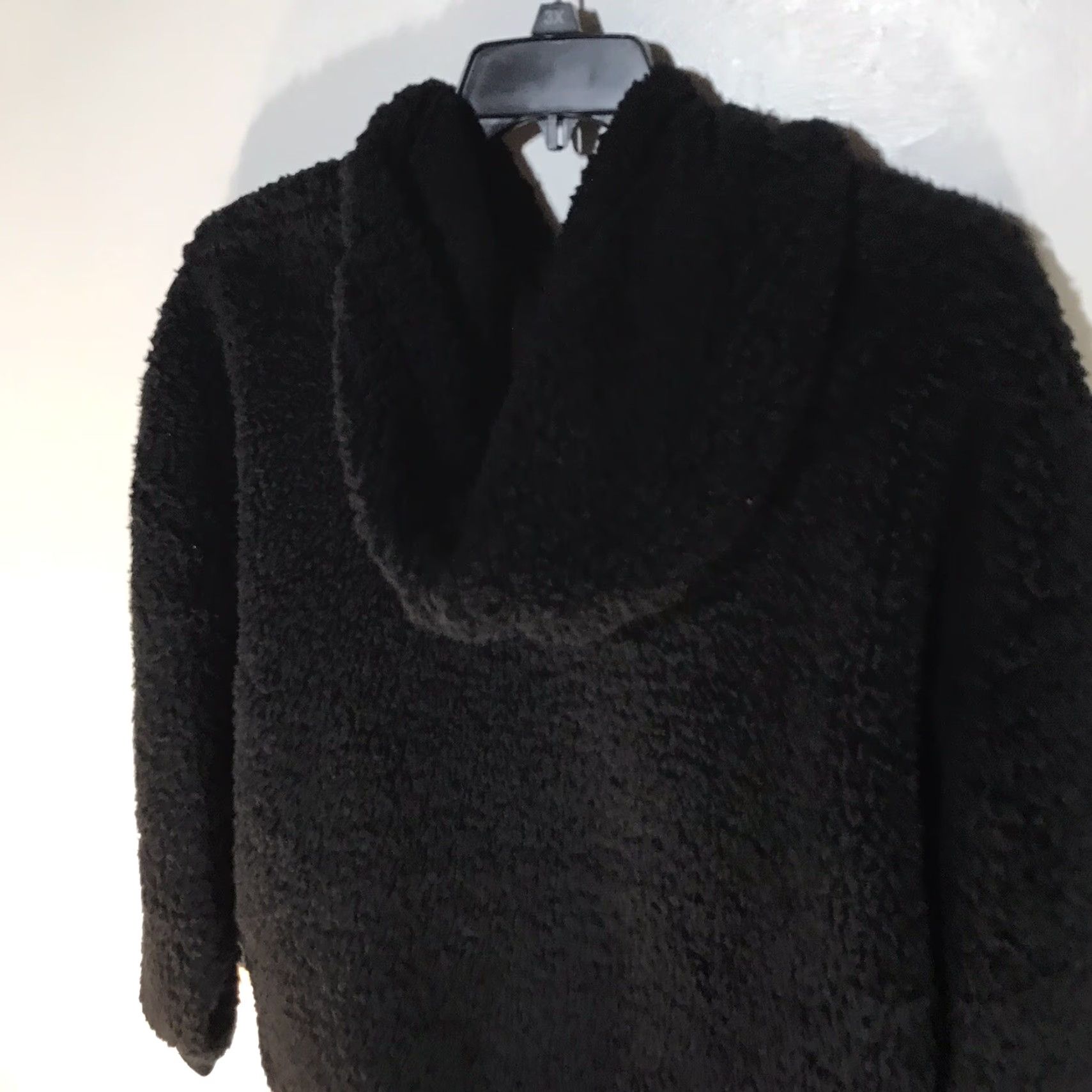 Vintage Love Tree Black Faux Fur 1/4 Zip Hooded Cropped Pullover Womens Size M New Jacket Coat Short Sleeve Regular Fit Black Size M / US 6-8 / IT 42-44 - 4 Thumbnail