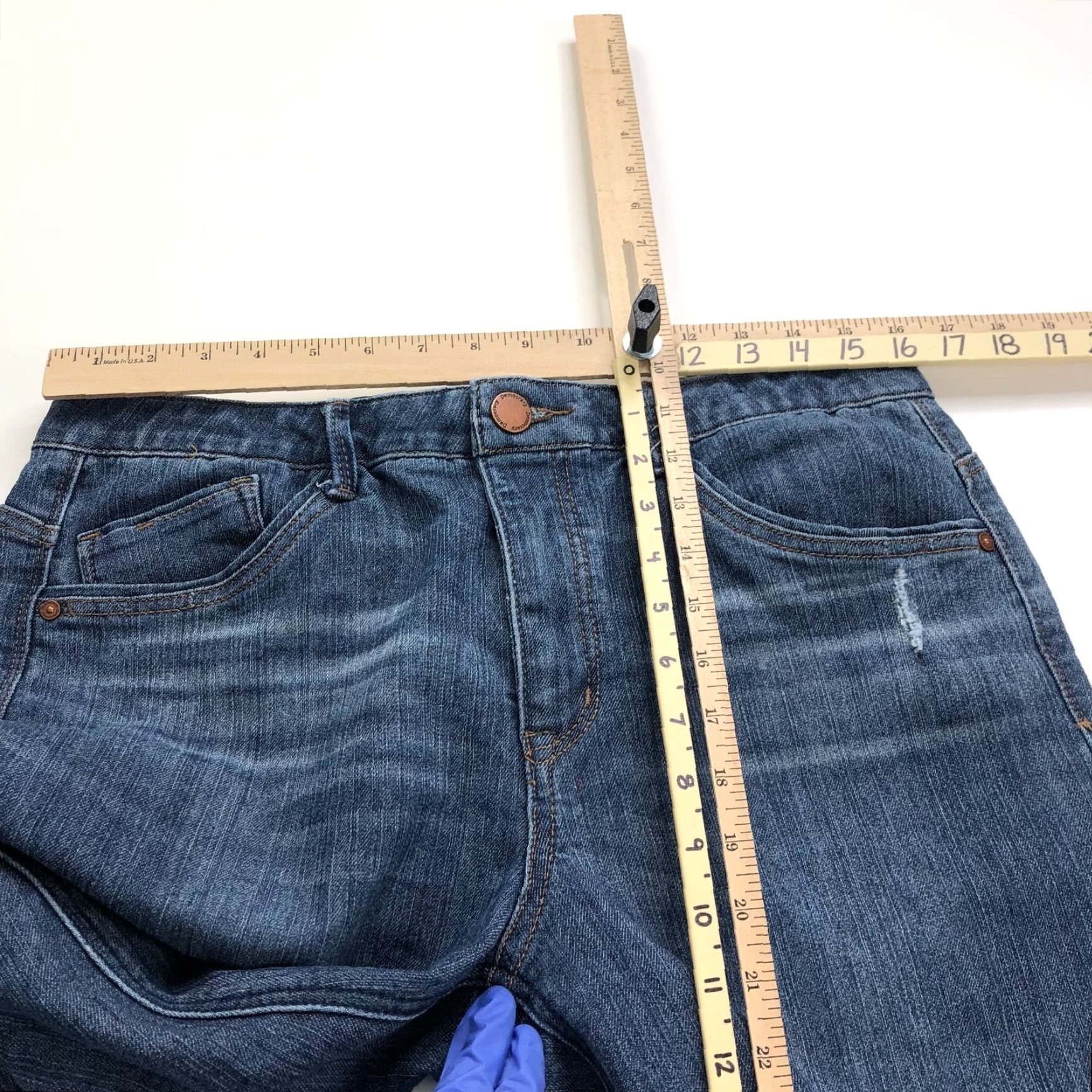 Vintage Democracy Jeans 12 High Rise Raw Hem Cut Off 5-Pocket Denim Blue Womens Regular Denim Blend Stretch Jeans Modern Vintage Style 90s Inspired Size 34" / US 12 / IT 48 - 6 Thumbnail