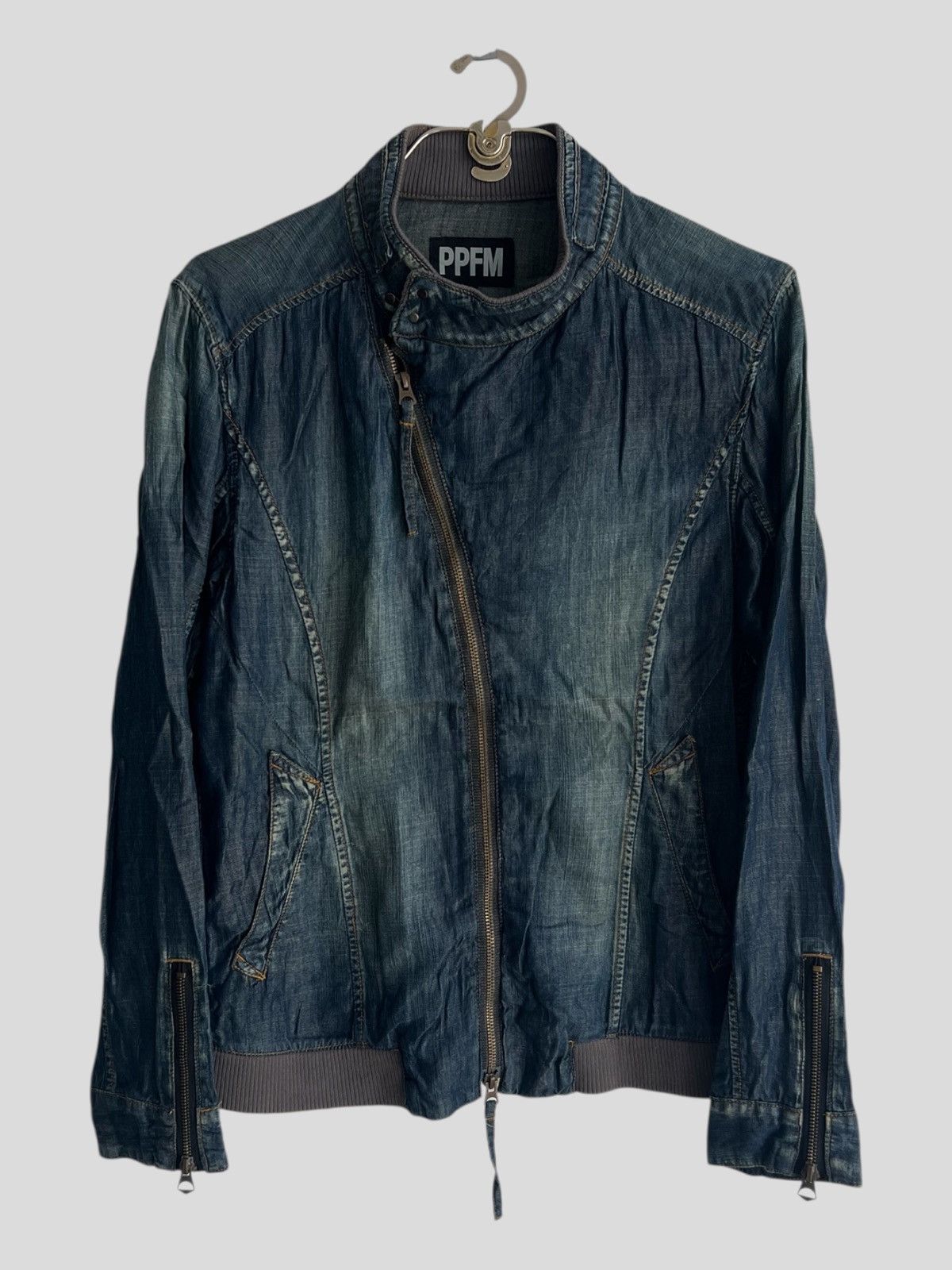 If Six Was Nine Y2K Asymmetrical Zipper Bondage Denim Cafe Racer Jkt PPFM Size US M / EU 48-50 / 2 - 2 Thumbnail