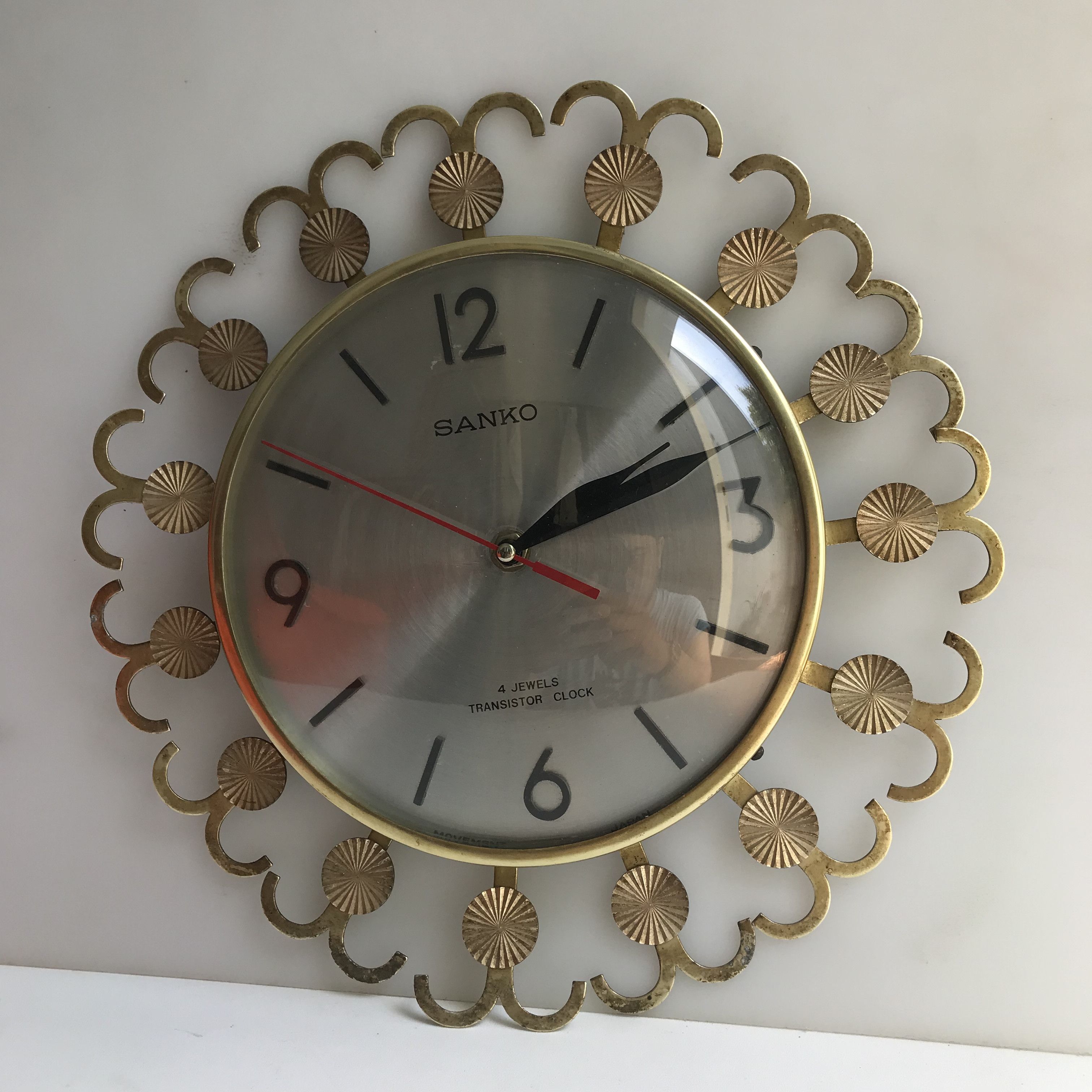 Japanese Brand Mid-Century Sanko Wall Clock Modern Sunburst Wall Clock Size ONE SIZE - 1 Thumbnail