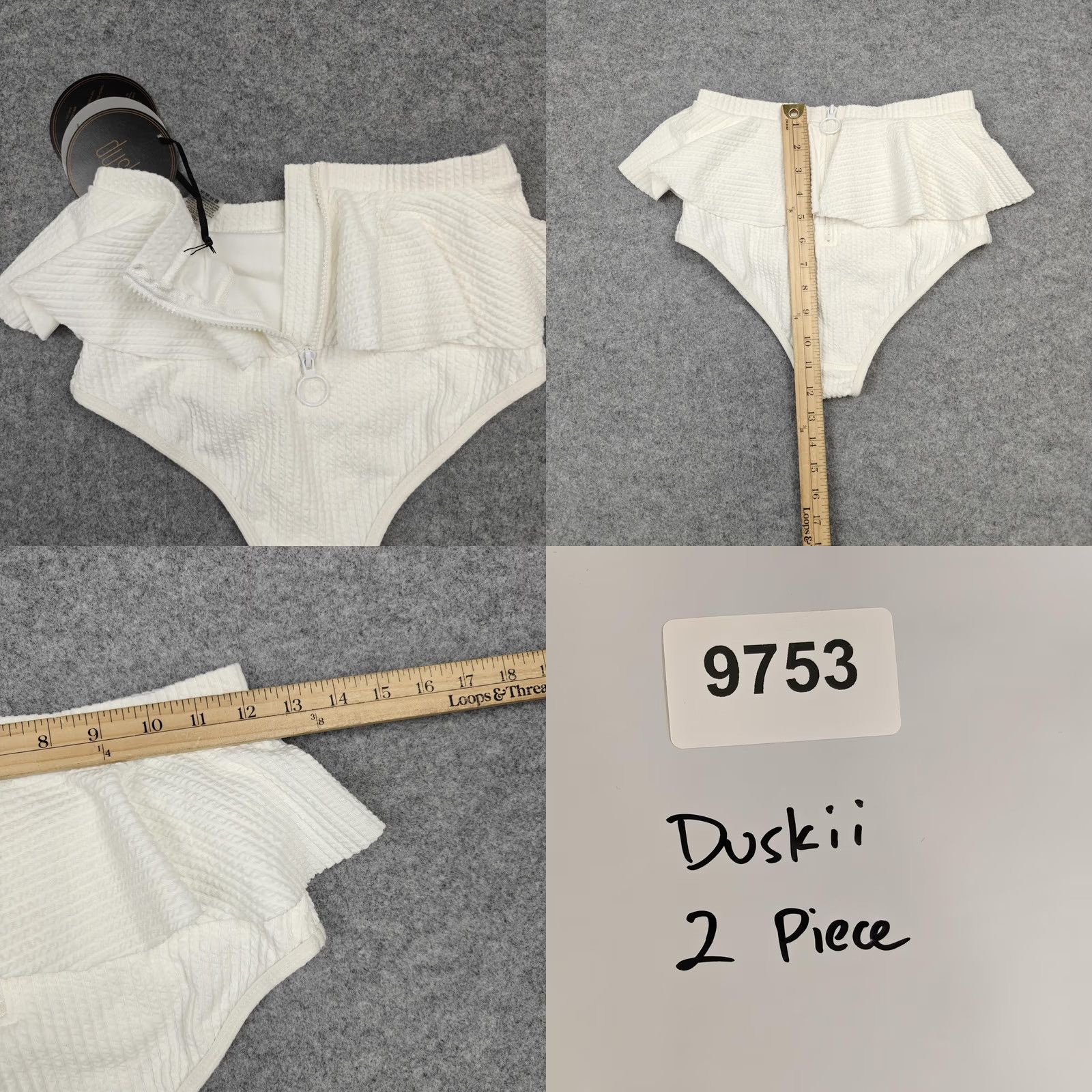Vintage Duskii Bikini Swimsuit Womens XS White Sunrise Ruffle High-Waisted 2PC New Size ONE SIZE - 9 Thumbnail