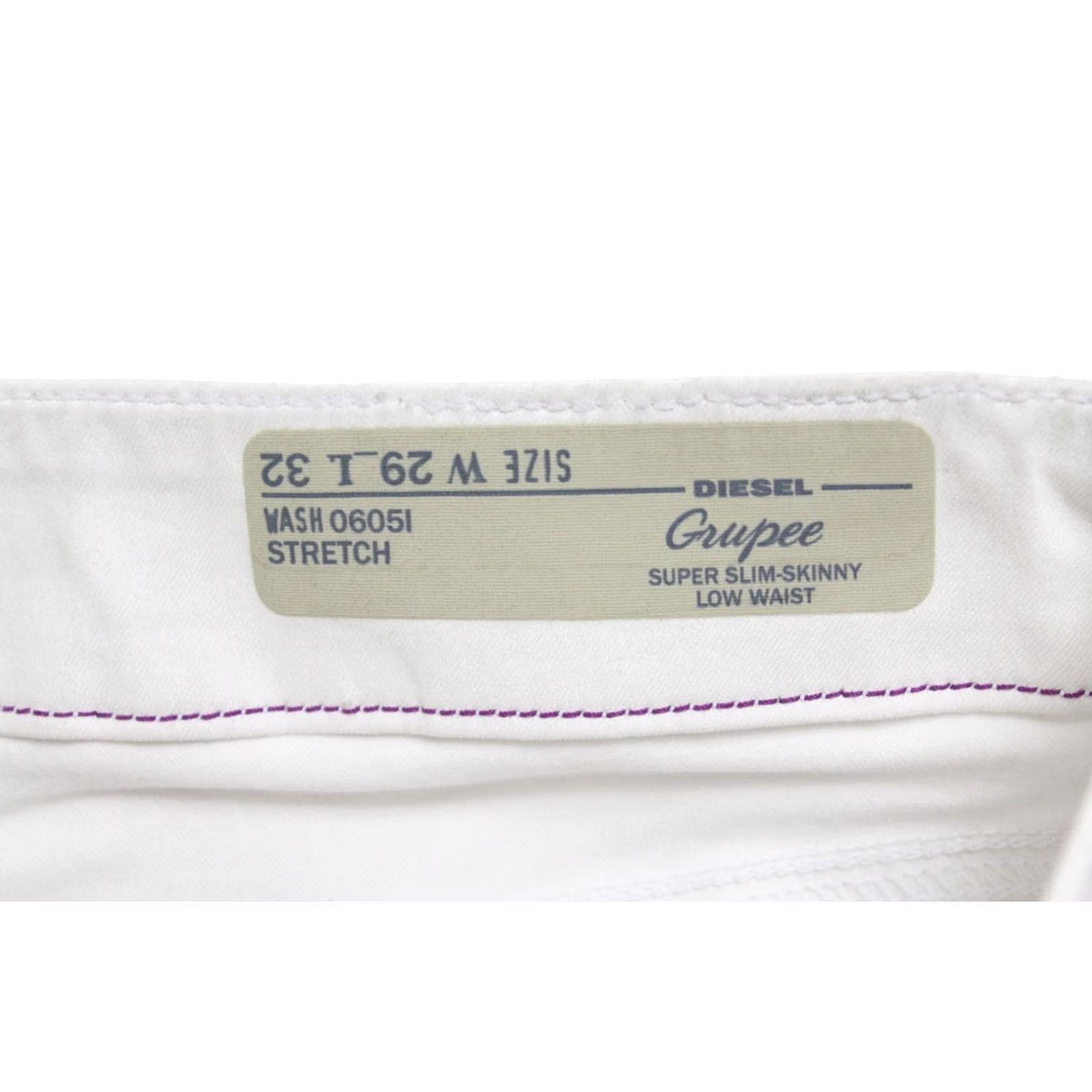 Diesel Diesel Grupee Super Slim-Skinny Low Waist 0605I Stretch Jeans Women's W29 L32 White Size 29" - 7 Thumbnail
