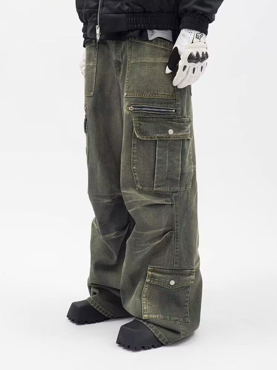 Japanese Brand × Jean Retro washed distressed rare pocket cargo wide leg jeans Size US 34 / EU 50 - 1 Thumbnail