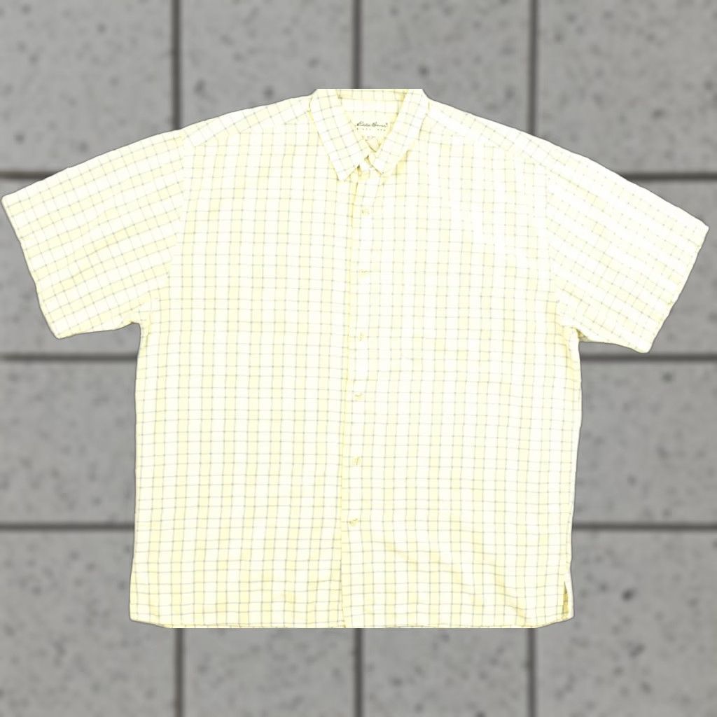 Eddie Bauer Eddie Bauer Shirt Button-Down Plaid Short Sleeve Cotton Yellow Blue Mens Large L Pocketed Regular Cap Collar Button-Up Vintage: No Size US L / EU 52-54 / 3 - 1 Thumbnail