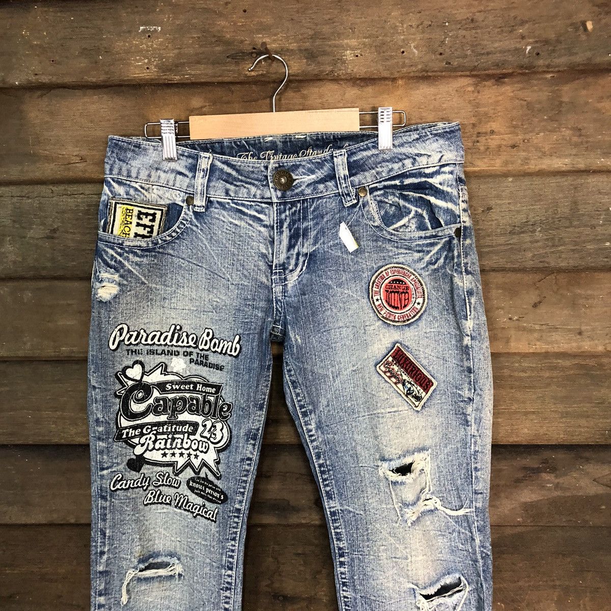 Japanese Brand Vintage Standard distressed ripped Blue Denim Pants #7381 Size 28" / US 6 / IT 42 - 2 Thumbnail