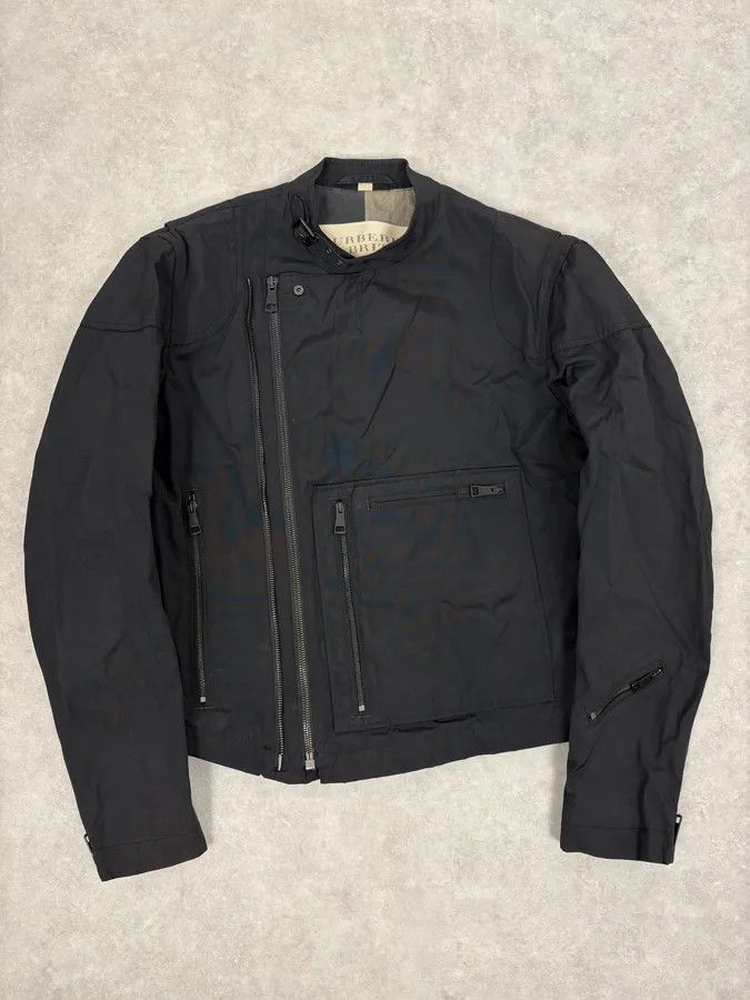 Burberry 2000s Burberry Black Asymmetrical Nylon Biker Jacket Size US M / EU 48-50 / 2 - 1 Thumbnail