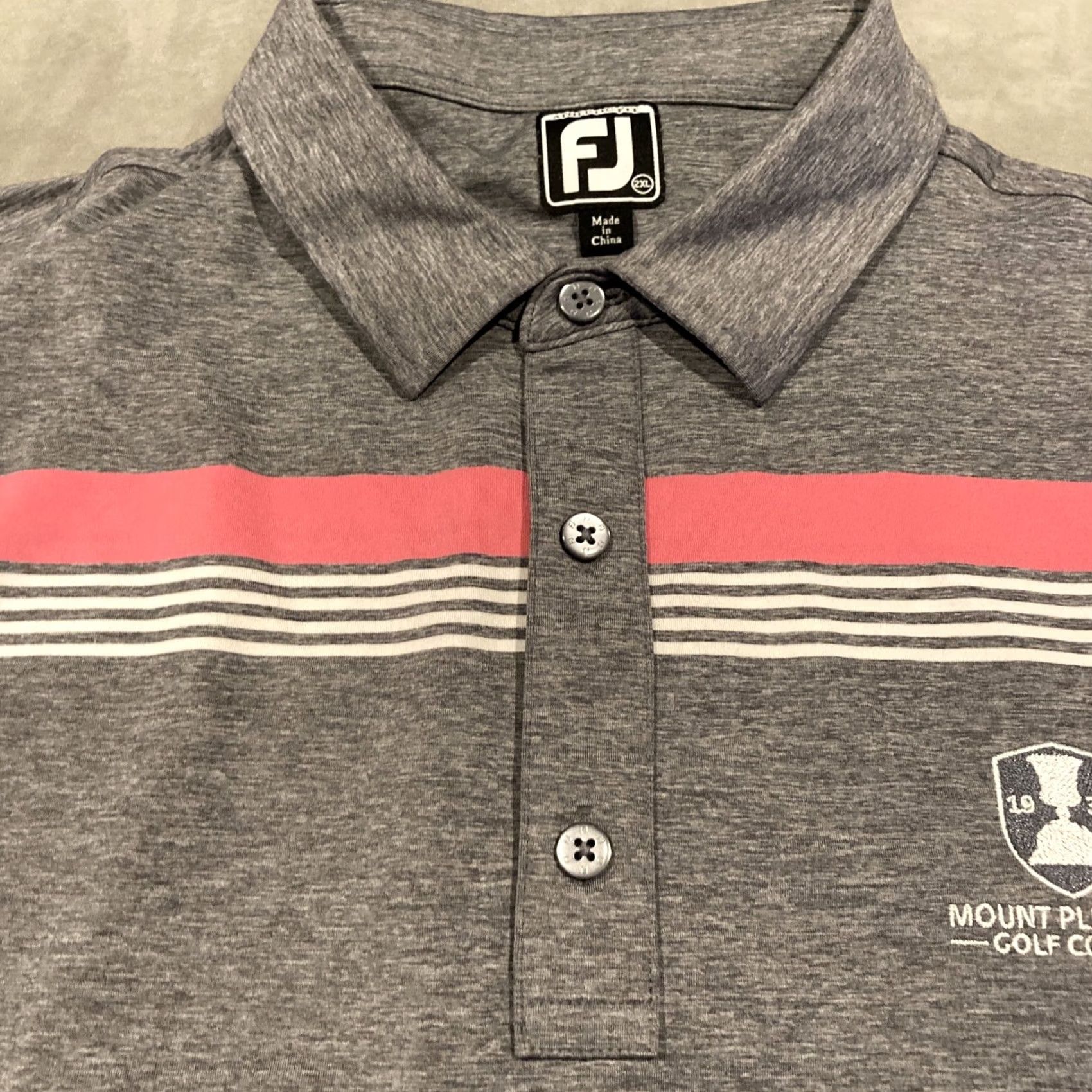 Footjoy VINTAGE Footjoy FJ Golf Polo Gray Striped Men’s XXL Mount Pleasant Golf Course Size US XXL / EU 58 / 5 - 3 Thumbnail