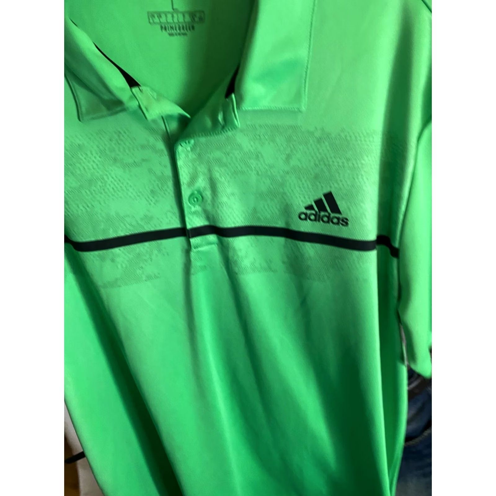 Adidas Adidas SHIRT Polo Large L Bright Green Contrast Poly SHIRT Mens Size US L / EU 52-54 / 3 - 6 Thumbnail