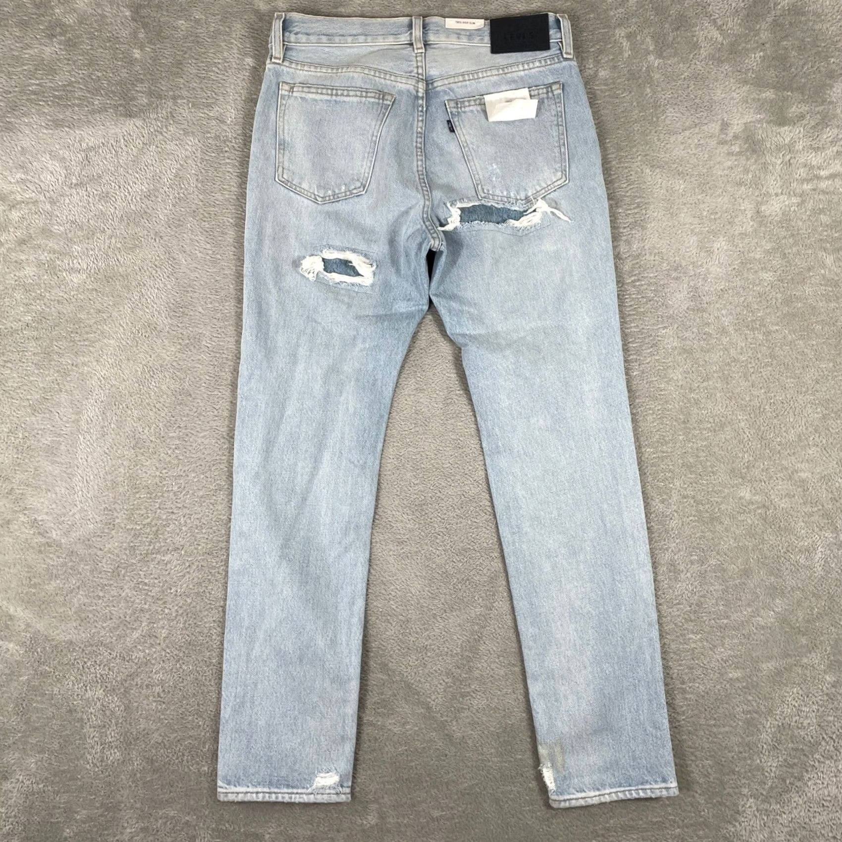 Levi's Levi's Made & Crafted Twig High Slim Jeans Womens 28 Light Wash Distressed Patchwork Size ONE SIZE - 2 Thumbnail