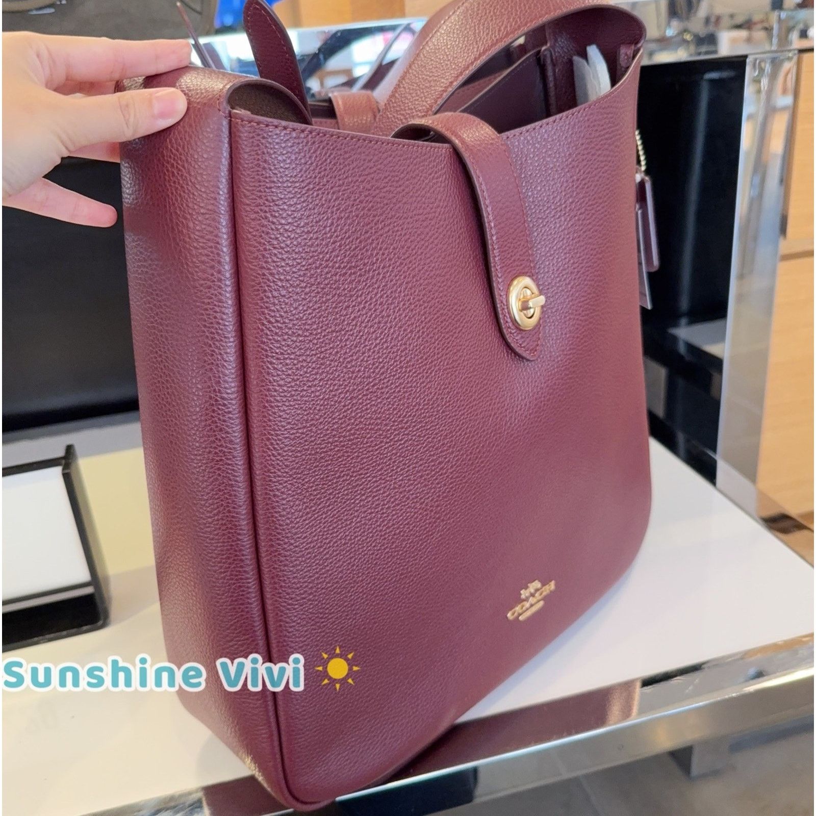 Coach NWT COACH Hadley Large Shoulder Bag CCD65 Dark Wine Size ONE SIZE - 2 Thumbnail