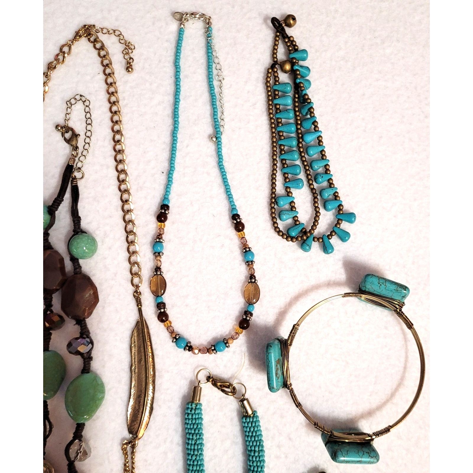 Other Hippie Boho Necklace Bracelet Earrings Lot Faux Turquoise Size ONE SIZE - 10 Thumbnail