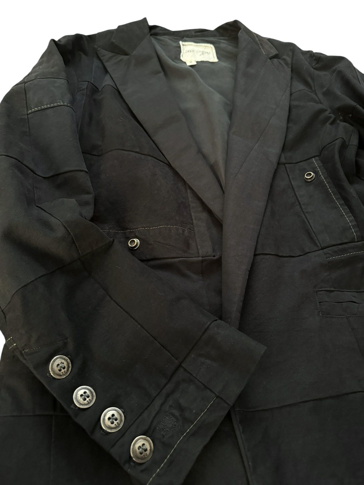 Greg Lauren Sz3 1/1 Black Workwear Tux Ollie Blazer Patchwork Jacket Size US L / EU 52-54 / 3 - 8 Thumbnail