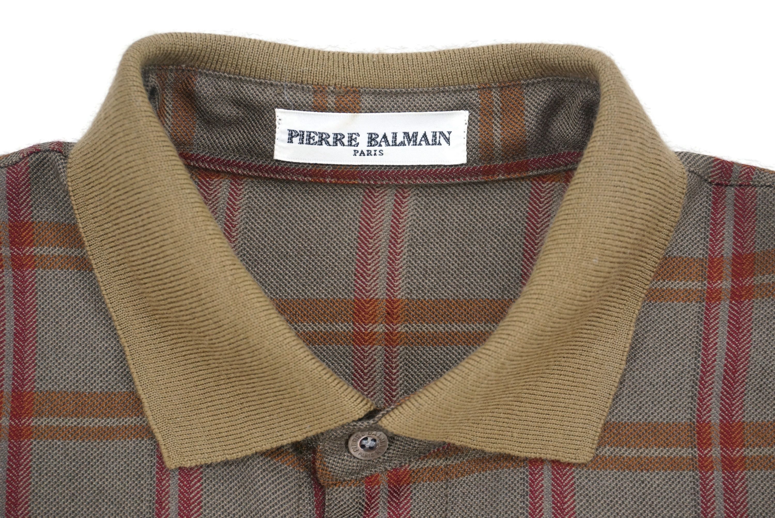 Pierre Balmain Vintage Plaid Wool Button Down Shirt Made in Japan Size US M / EU 48-50 / 2 - 7 Thumbnail