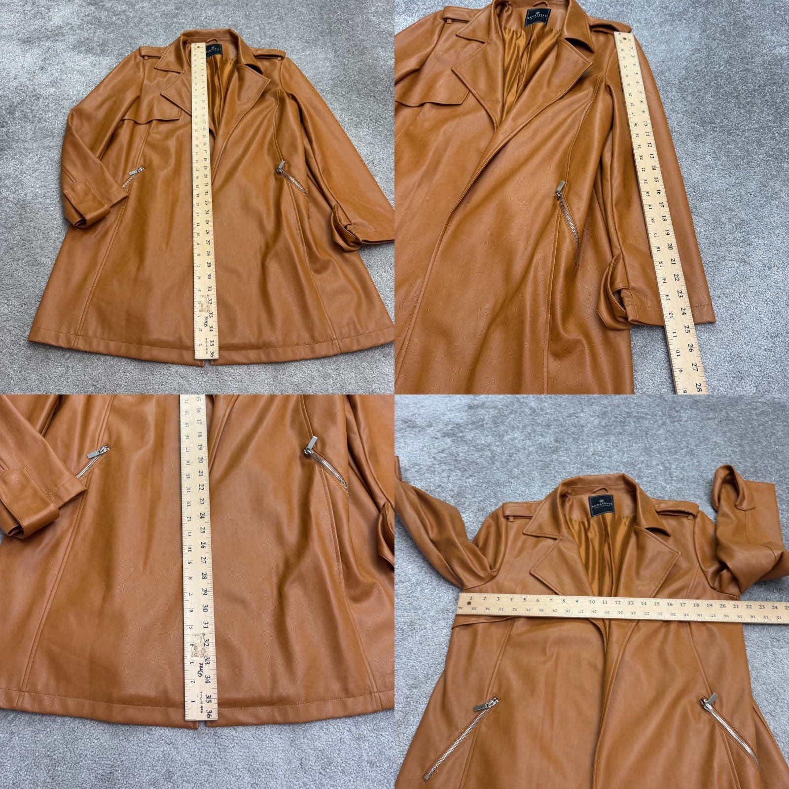 Pendleton VINTAGE Bagatelle Collection Faux Leather Open Front Blazer Jacket Women Large Brown Tan Size XXL / US 16-18 / IT 52-54 - 8 Thumbnail