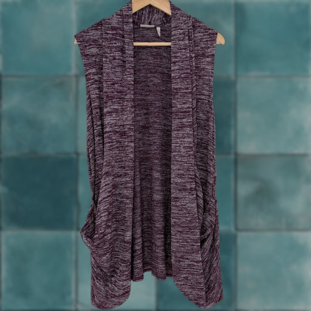 Vintage VINTAGE LOGO by Lori Goldstein Women's Knit Vest Cardigan Duster Purple Heathered Size L Size L / US 10 / IT 46 - 1 Thumbnail