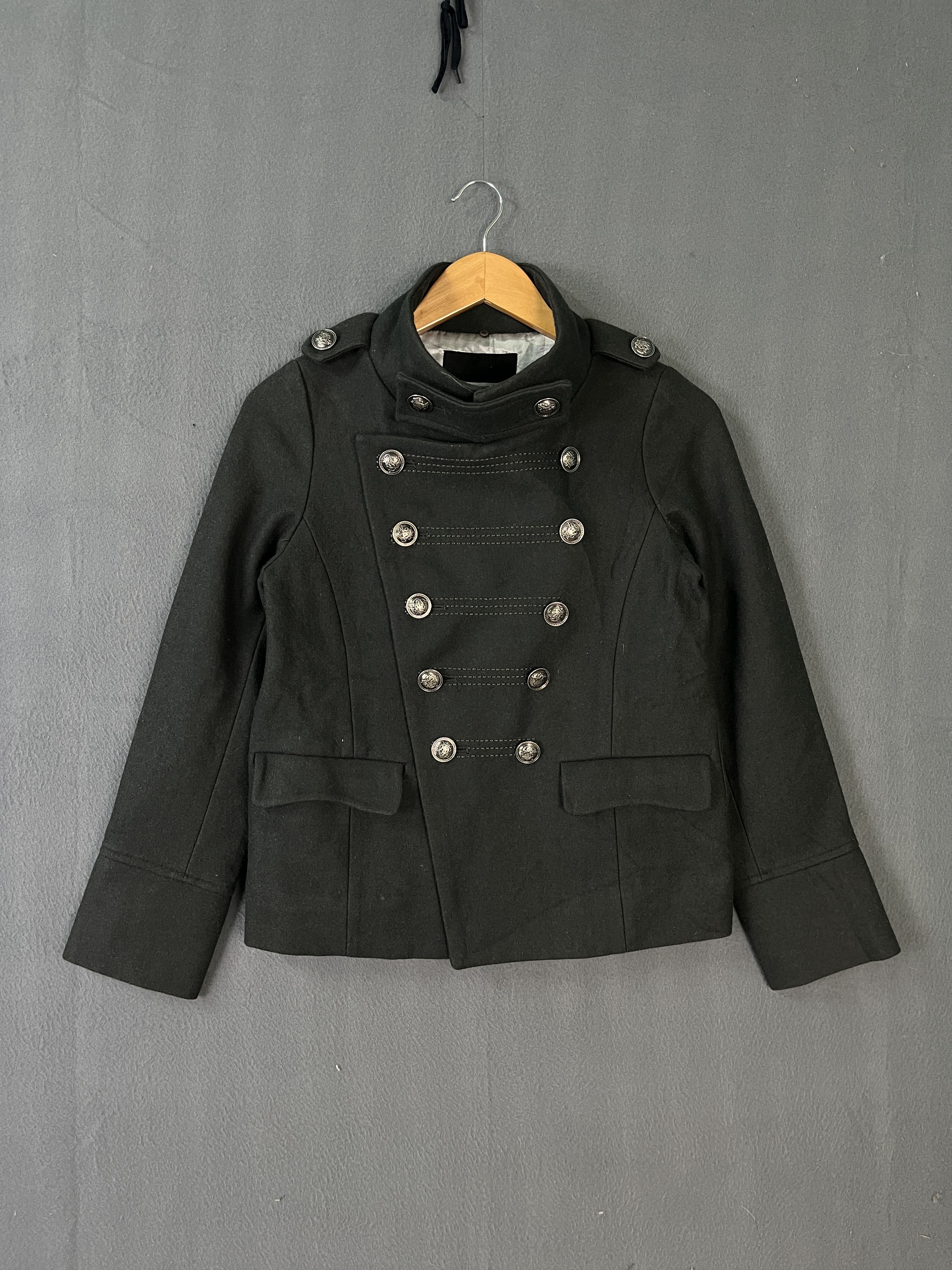 Japanese Brand Jeanasis Napoleon Style Wool Blend Double Breasted Jacket Size S / US 4 / IT 40 - 1 Thumbnail
