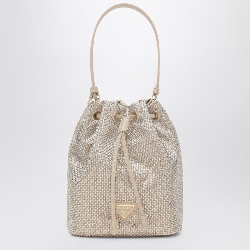 Prada Prada Sand-Coloured Bucket Bag With Crystals Size ONE SIZE - 1 Thumbnail