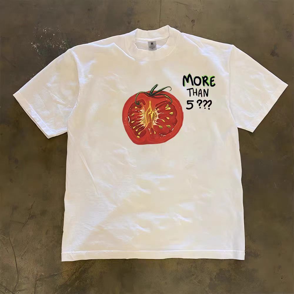 Vintage White Washed Vintage T-Shirt with Tomato Print Size US M / EU 48-50 / 2 - 1 Thumbnail
