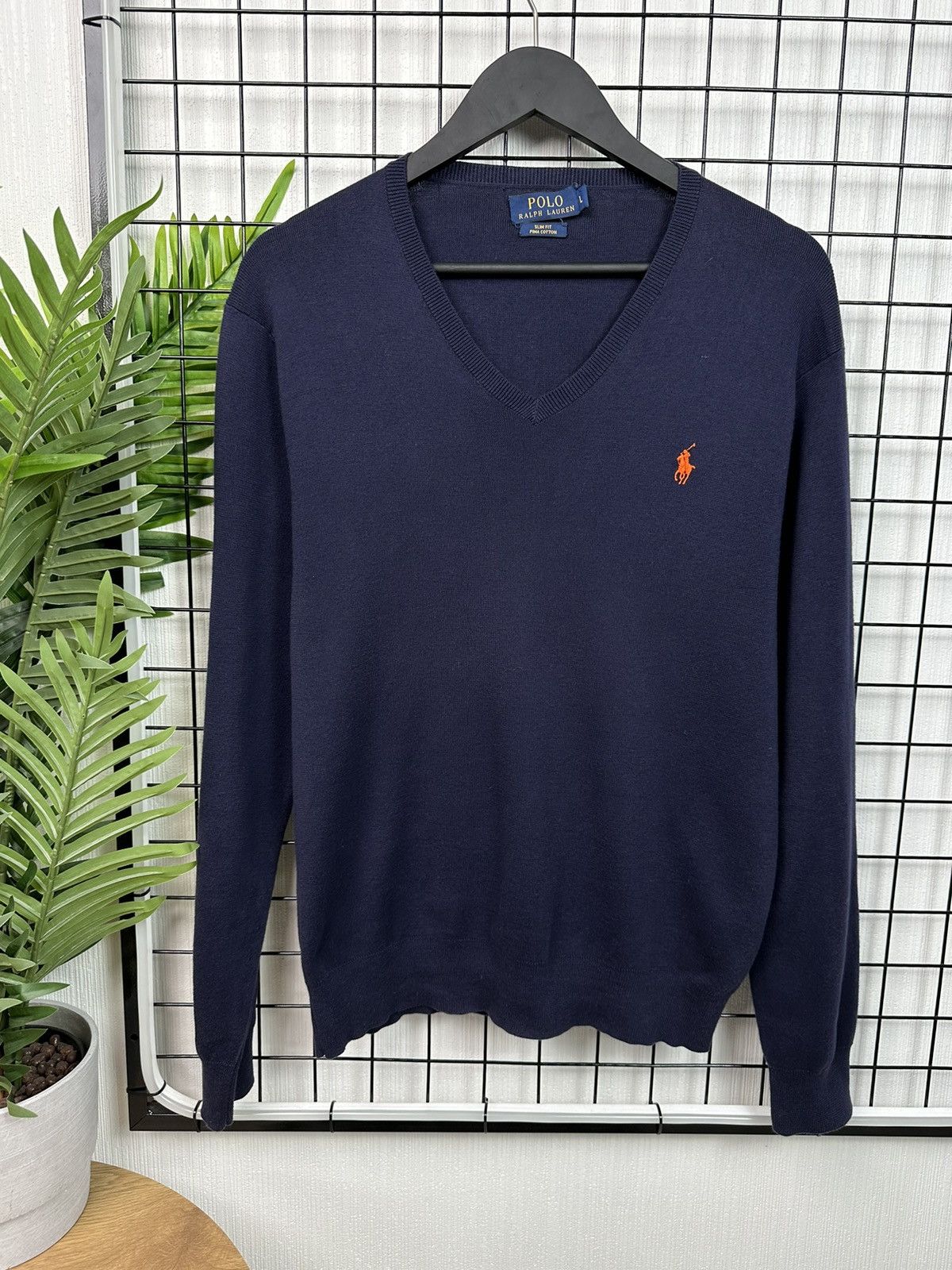 Polo Ralph Lauren × Ralph Lauren × Vintage Vintage Polo Ralph Lauren Orange Logo Men L Light Sweater Size US L / EU 52-54 / 3 - 1 Thumbnail