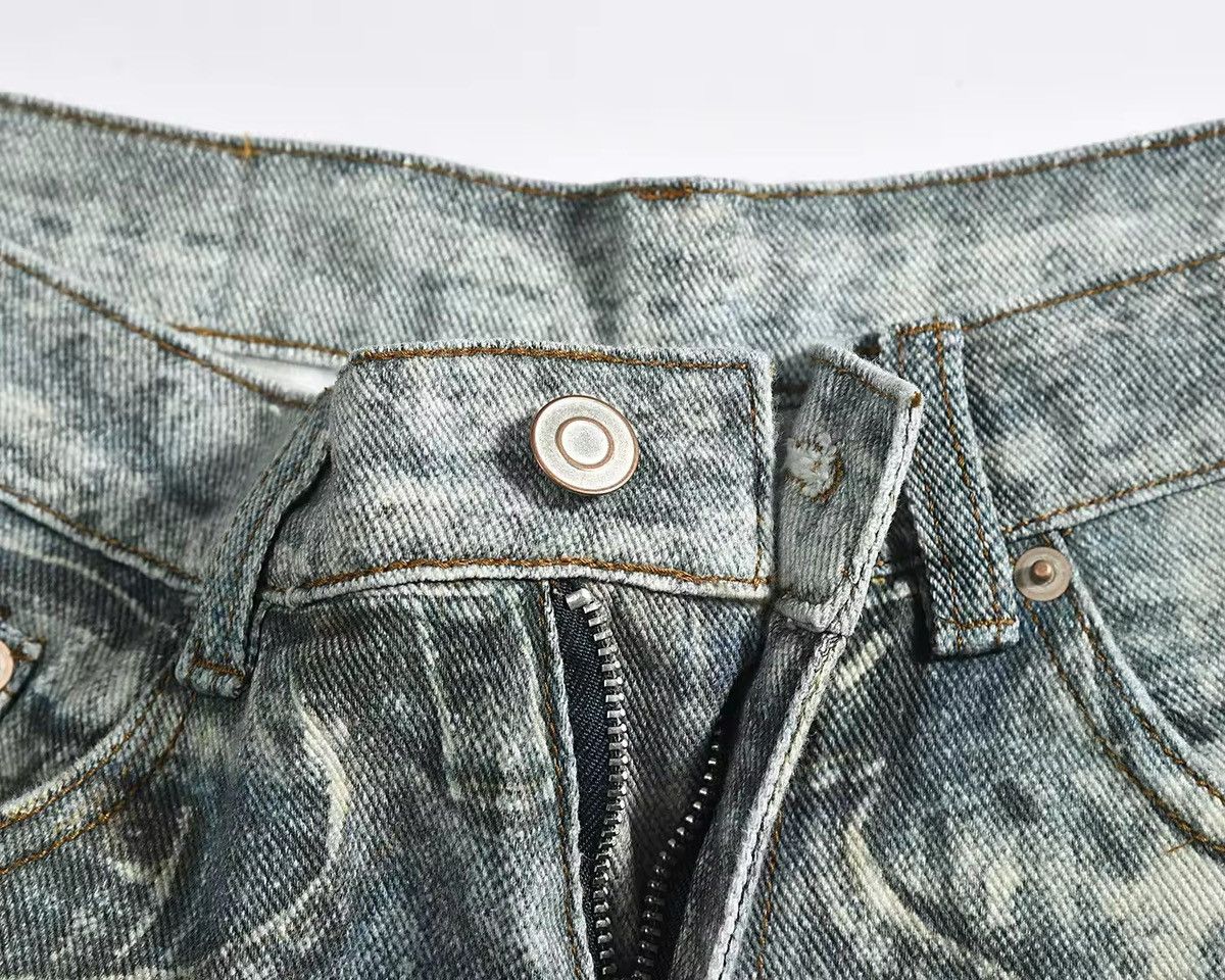 Jean Streetwear Retro Washed Hole Blue Baggy Jeans Size US 35 - 3 Thumbnail