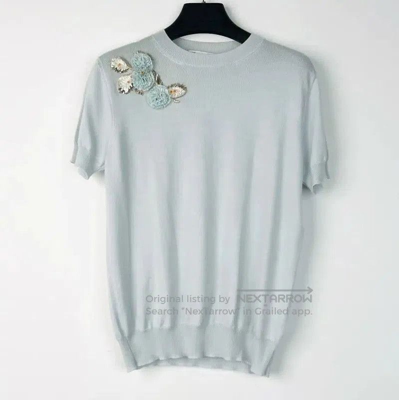 Dior Dior Light Blue Embroidered Short Sleeve T. Size S / US 4 / IT 40 - 1 Thumbnail